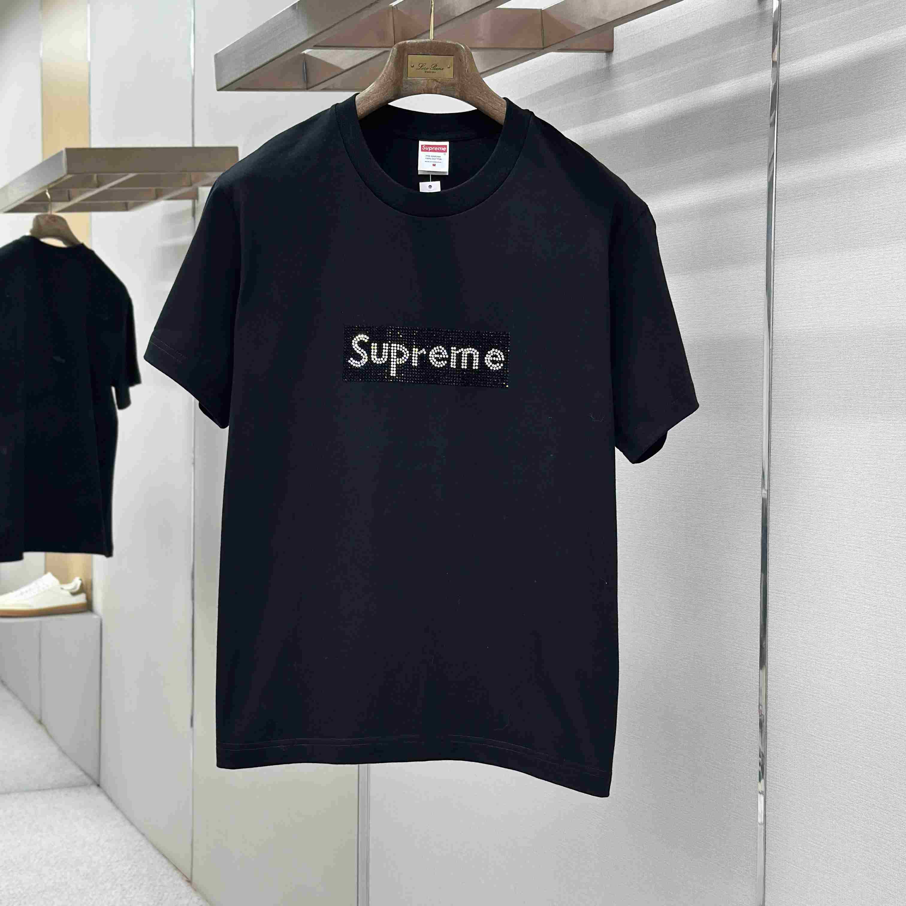 Supreme x Swarovski Box Logo T-Shirt - FashionPlug