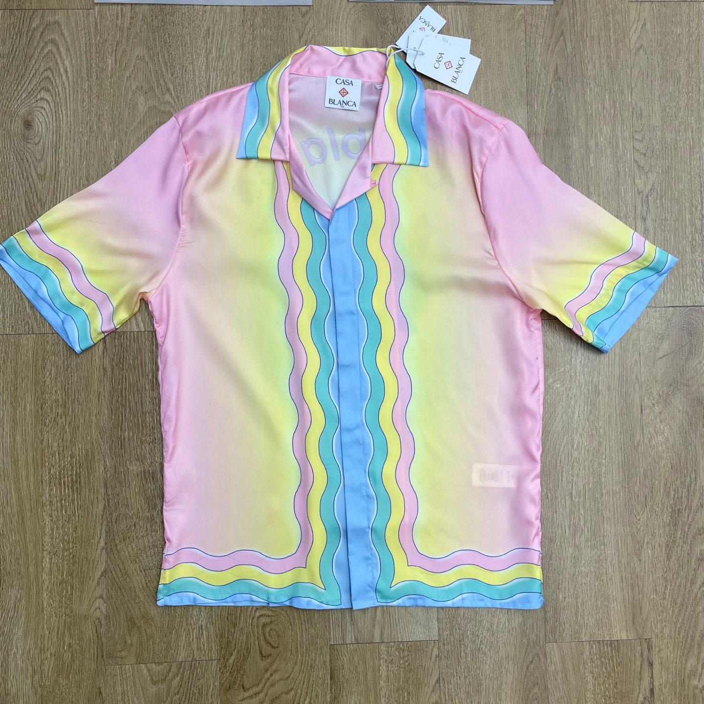 Casablanca Pink & Yellow 'For The Love Of Dance' Short Sleeve Shirt CA3575 - FashionPlug