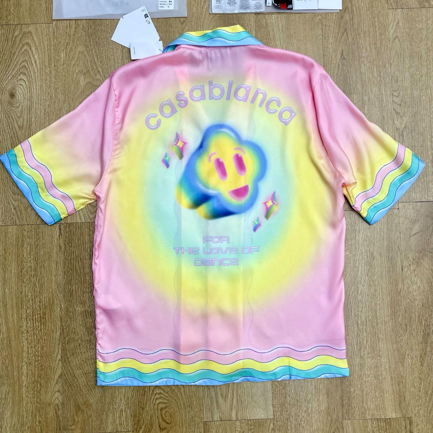 Casablanca Pink & Yellow 'For The Love Of Dance' Short Sleeve Shirt CA3575 - FashionPlug