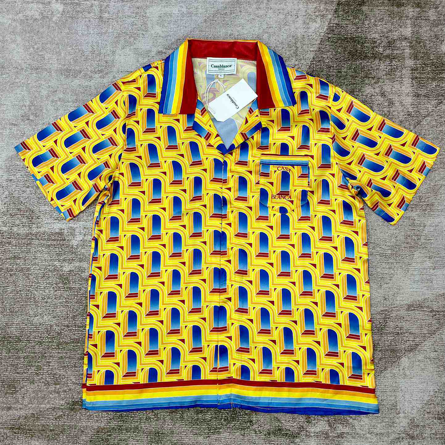 Casablanca L'Arche De Jour Cuban Collar Silk Shirt 'Multicolor' c557 - FashionPlug