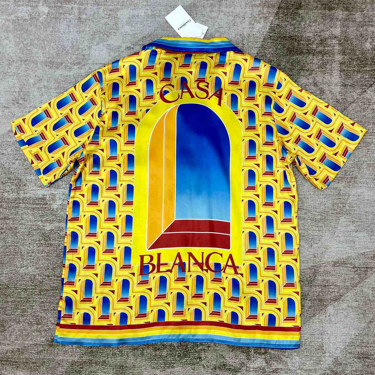 Casablanca L'Arche De Jour Cuban Collar Silk Shirt 'Multicolor' c557 - FashionPlug