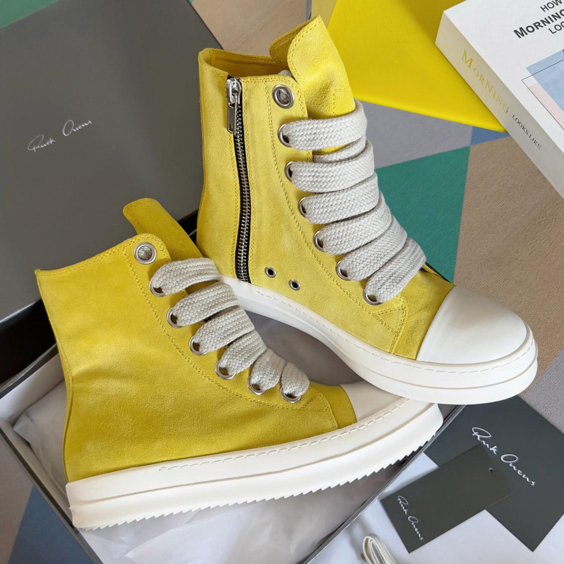 Rick Owens Yellow High Sneakers - FashionPlug