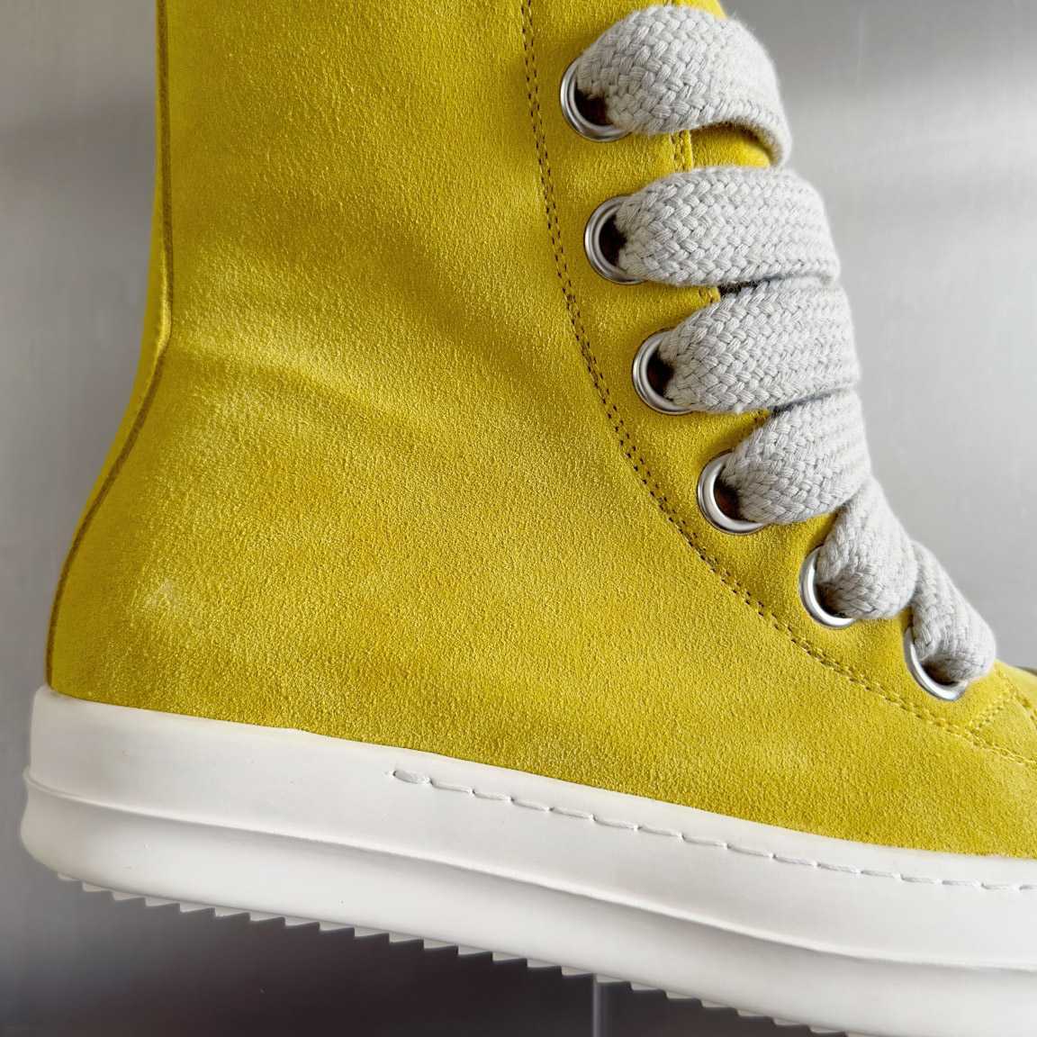 Rick Owens Yellow High Sneakers - FashionPlug