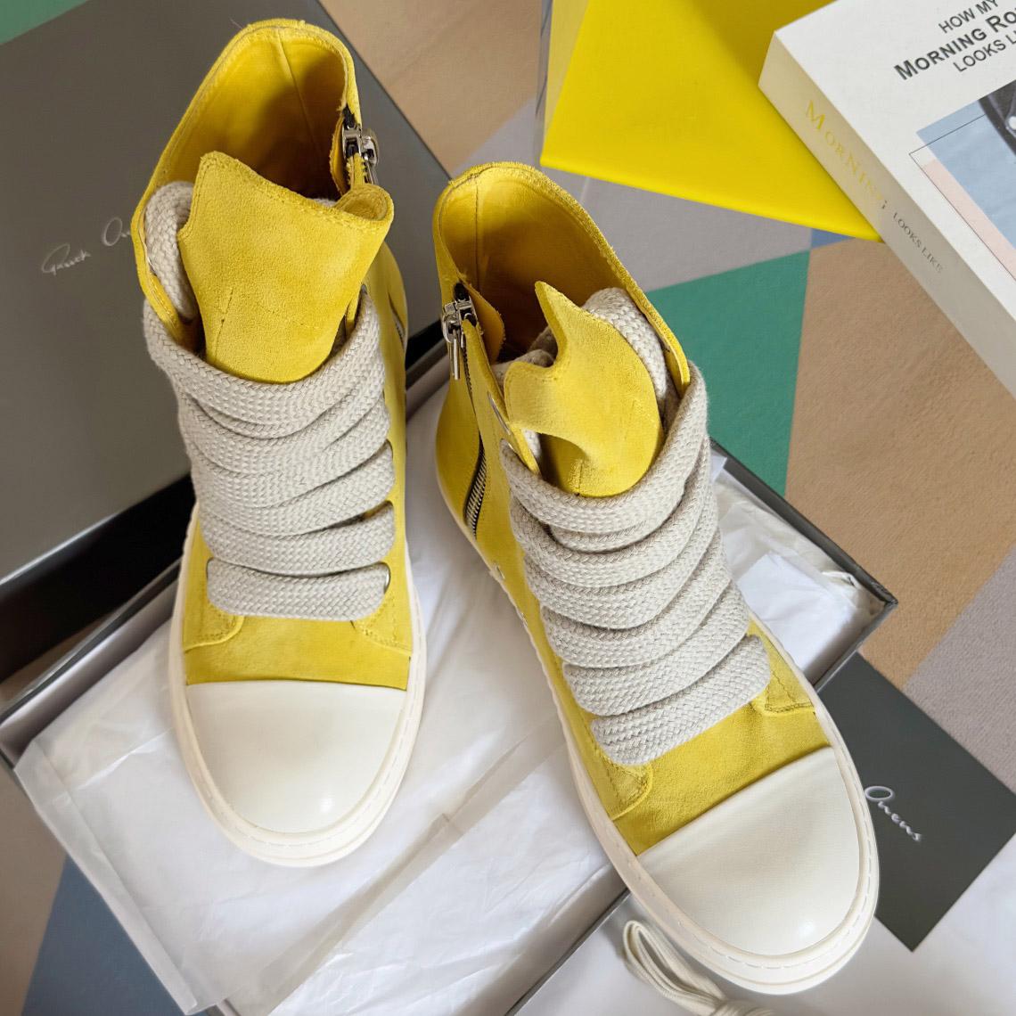 Rick Owens Yellow High Sneakers - FashionPlug