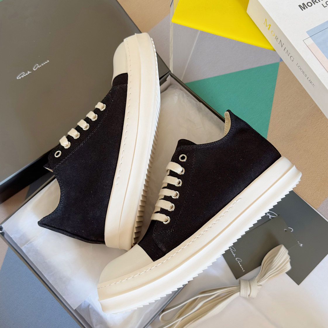 Rick Owens Drkshdw Ramones Canvas Low - FashionPlug