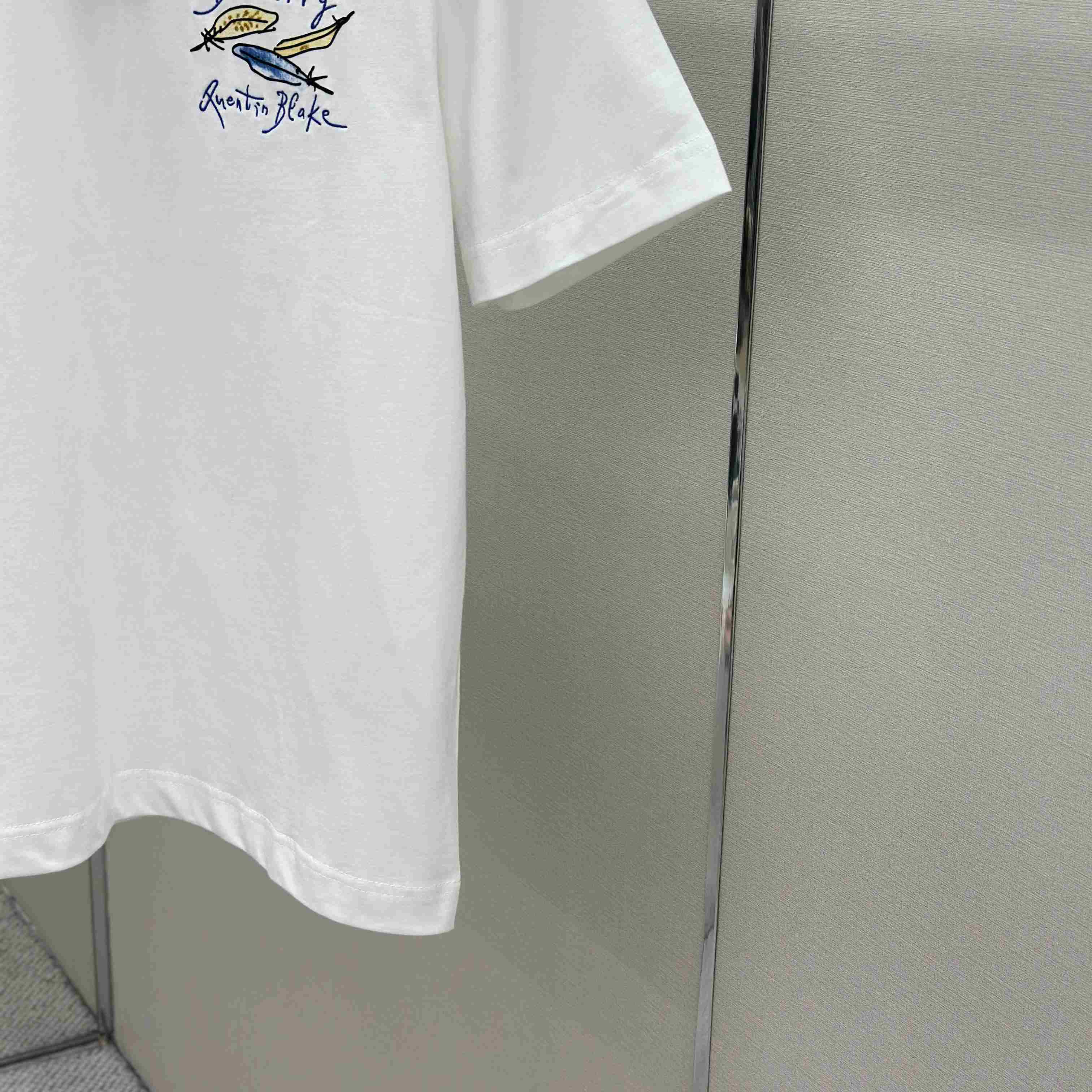 Burberry Feather Print Cotton T-shirt  'White' - FashionPlug