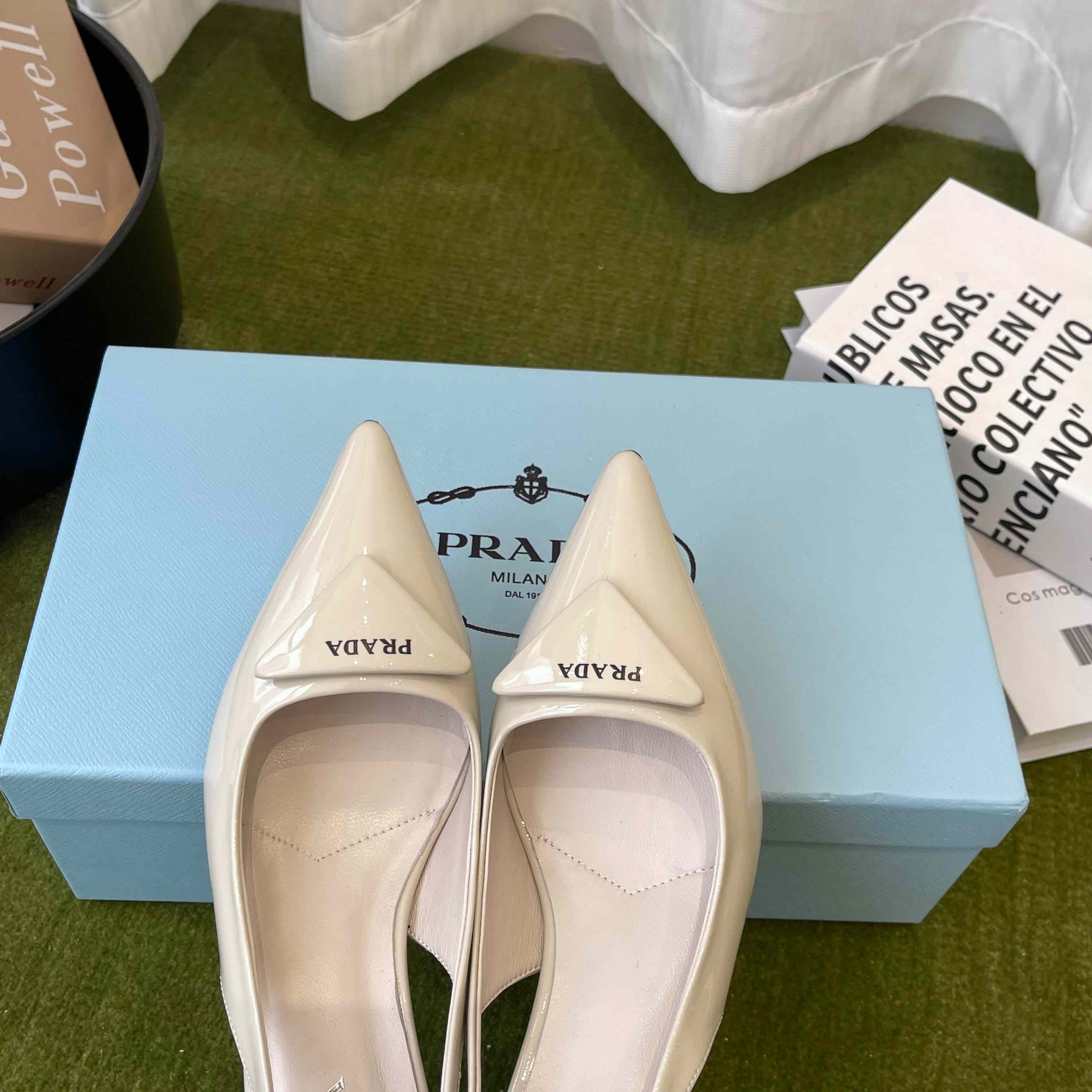 Prada Patent Leather Slingback Pumps - FashionPlug