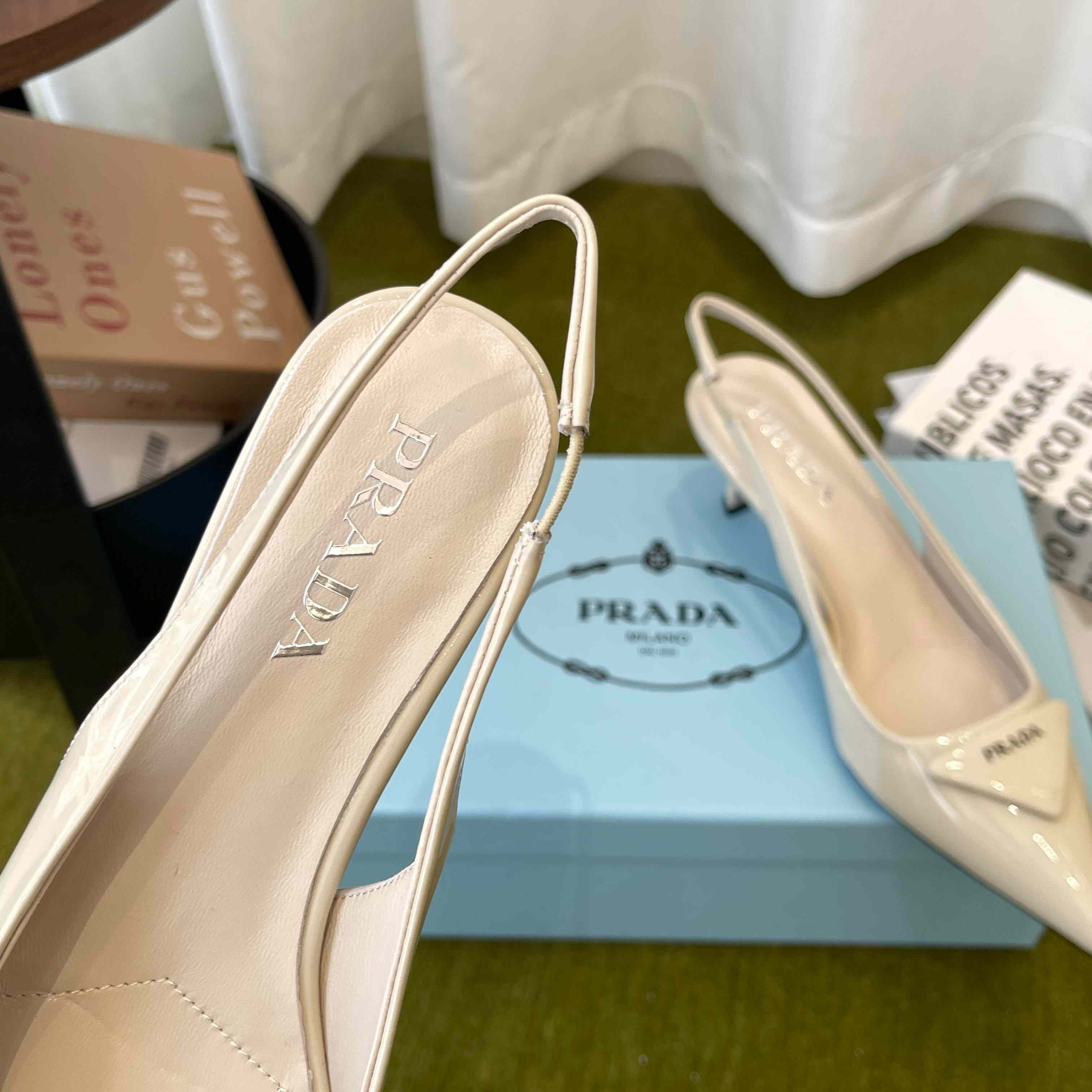 Prada Patent Leather Slingback Pumps - FashionPlug
