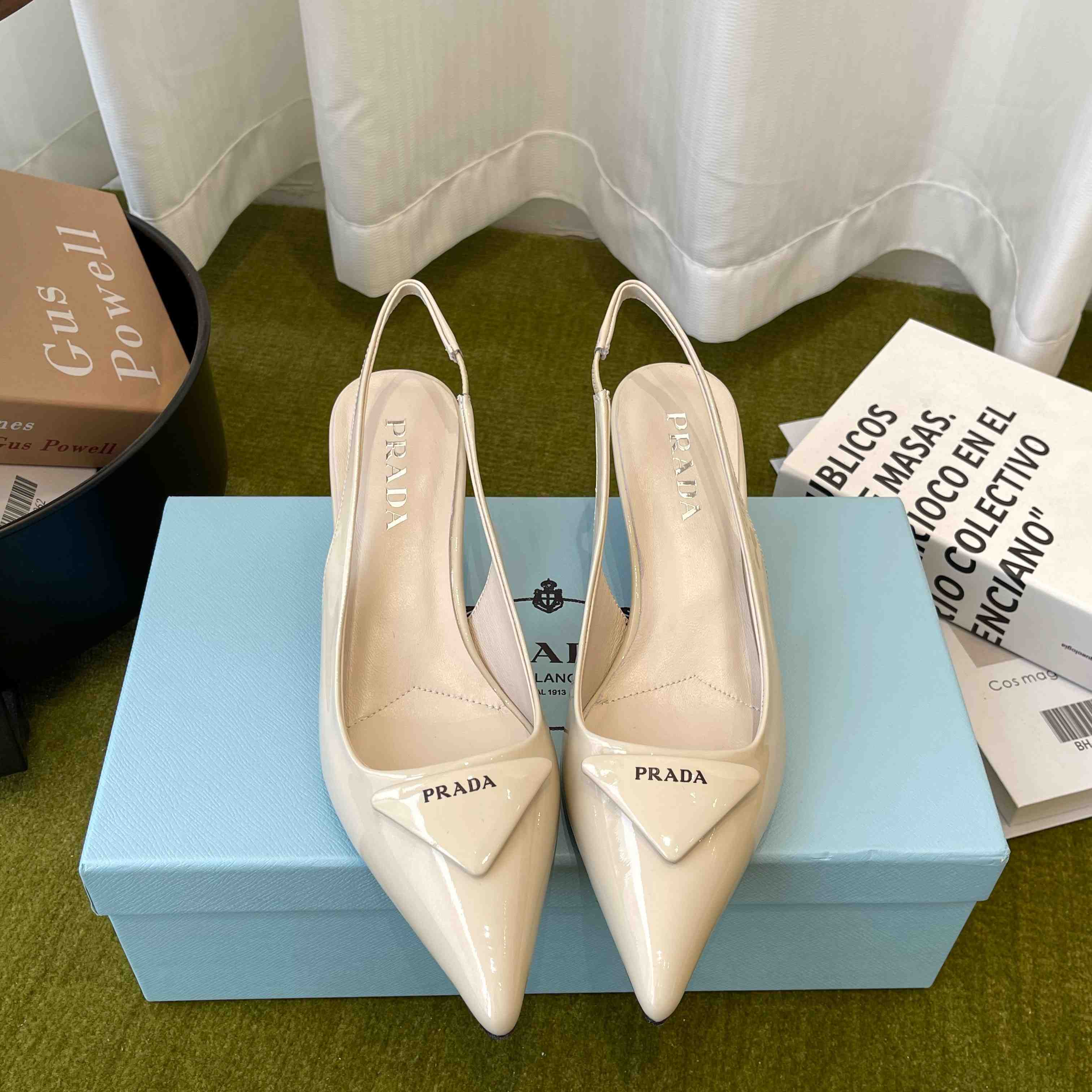 Prada Patent Leather Slingback Pumps - FashionPlug