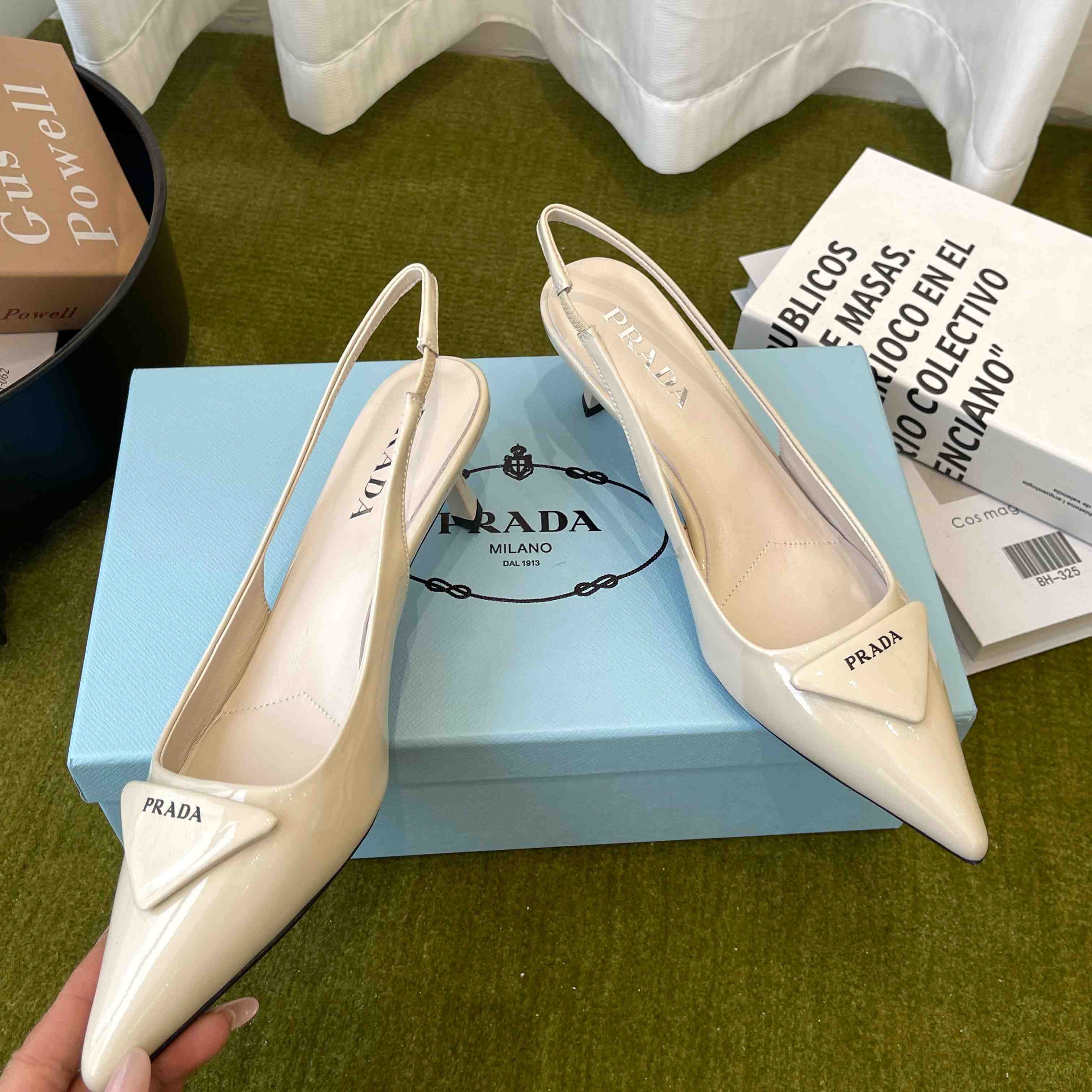 Prada Patent Leather Slingback Pumps - FashionPlug