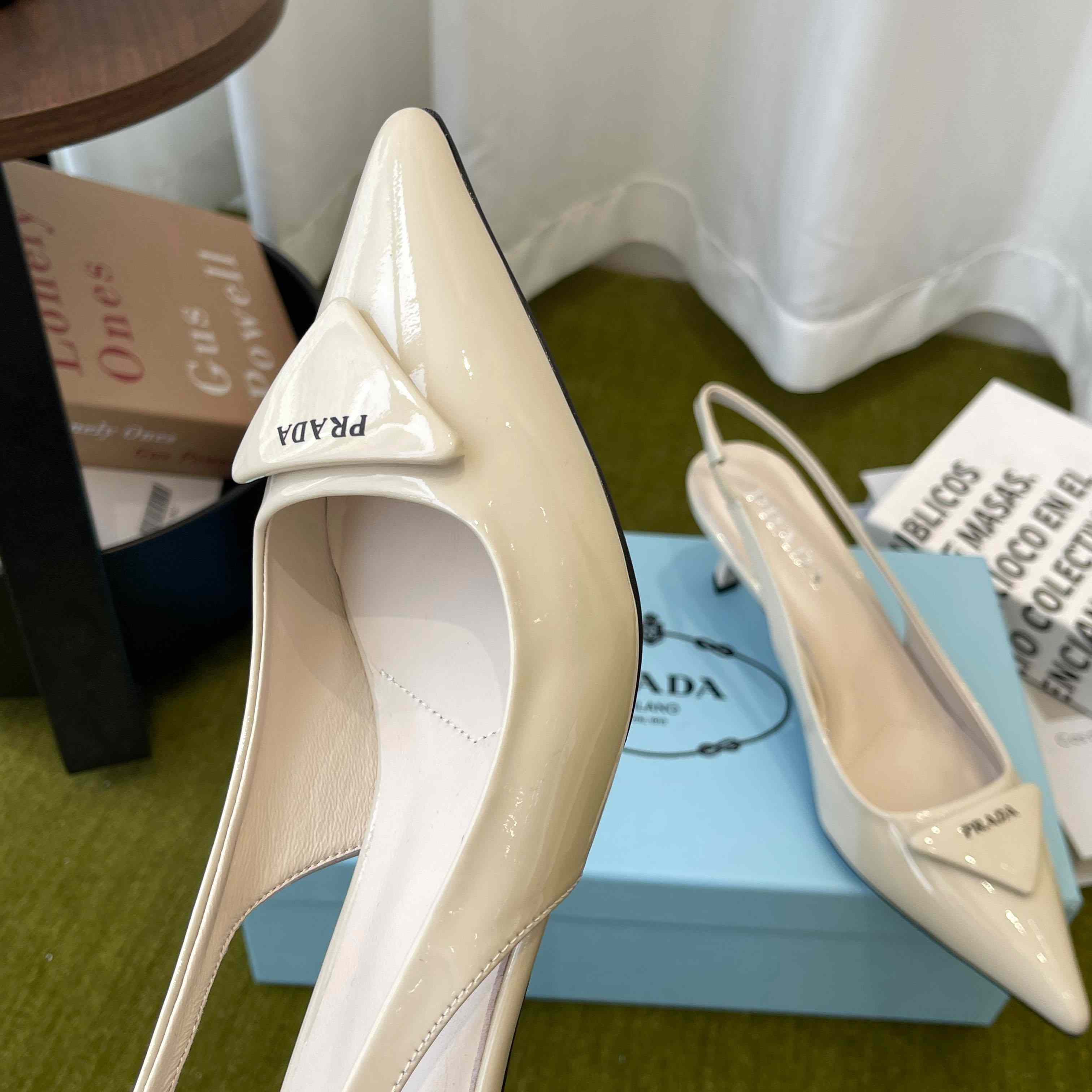 Prada Patent Leather Slingback Pumps - FashionPlug