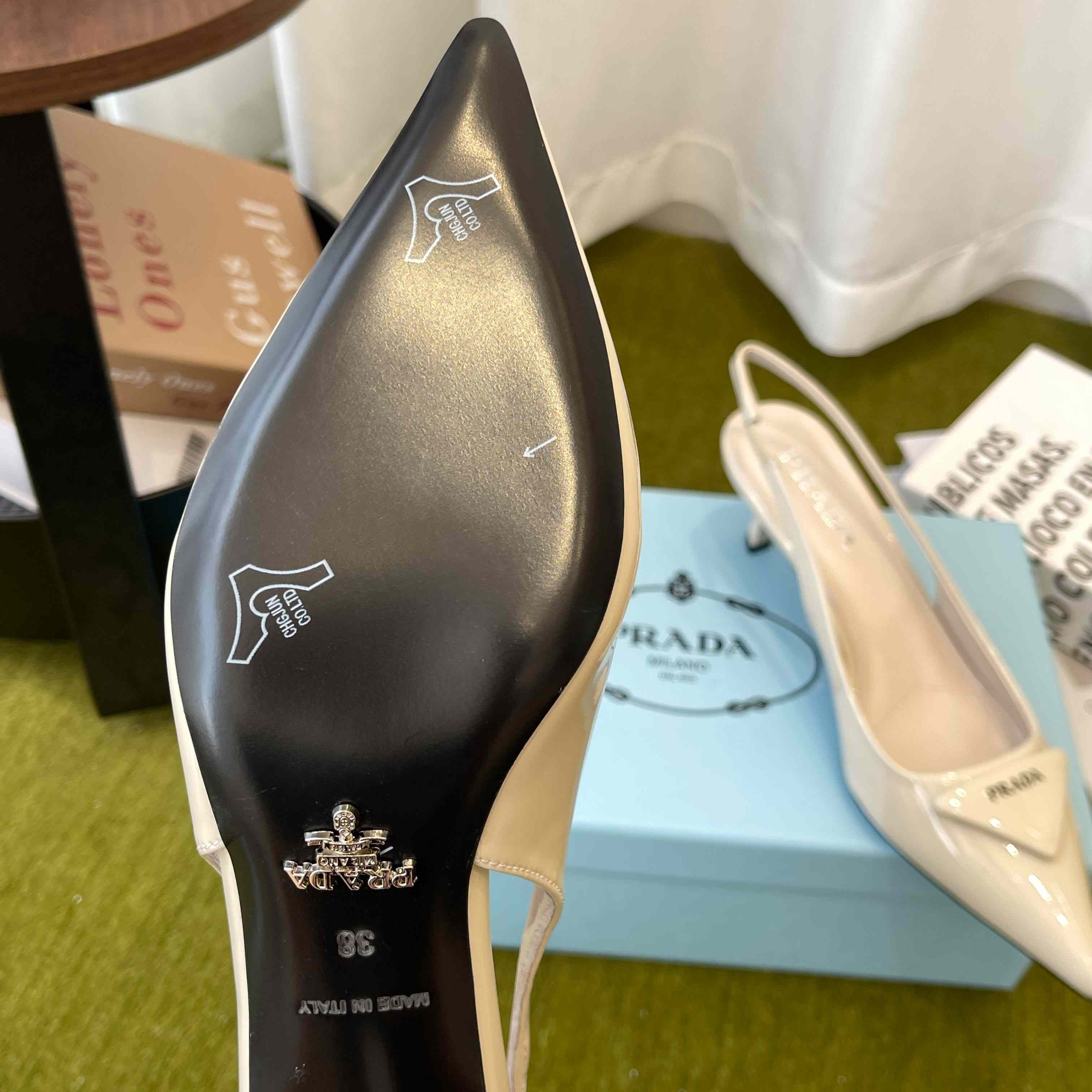 Prada Patent Leather Slingback Pumps - FashionPlug