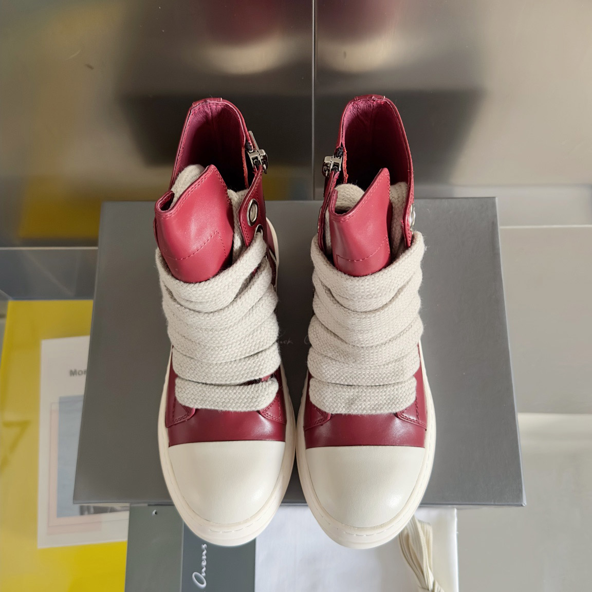 Rick Owens Red Porterville Jumbolaced Sneakers - FashionPlug