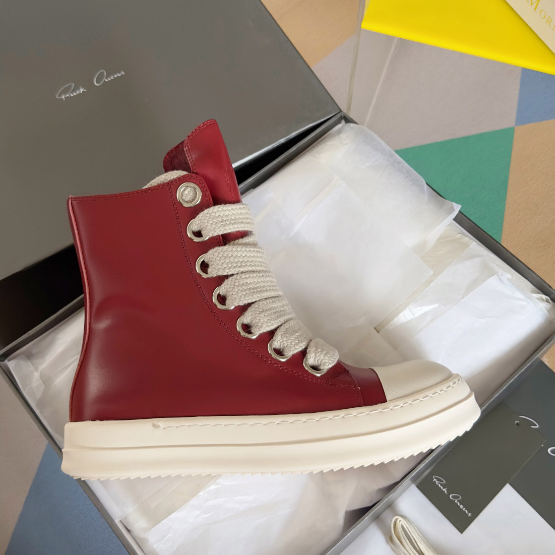 Rick Owens Red Porterville Jumbolaced Sneakers - FashionPlug
