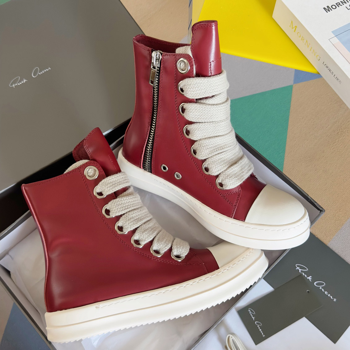 Rick Owens Red Porterville Jumbolaced Sneakers - FashionPlug