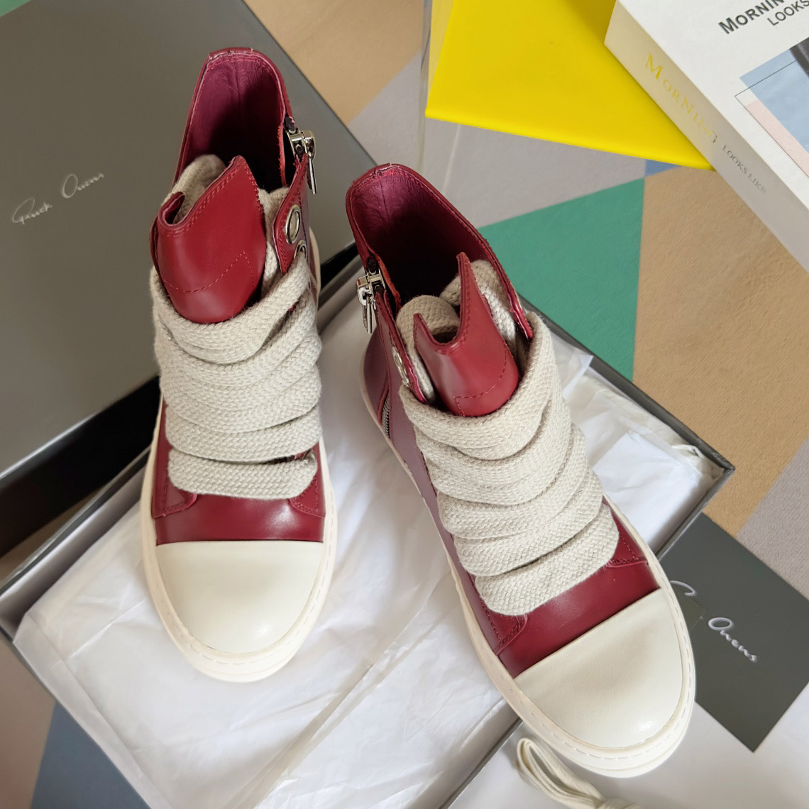 Rick Owens Red Porterville Jumbolaced Sneakers - FashionPlug