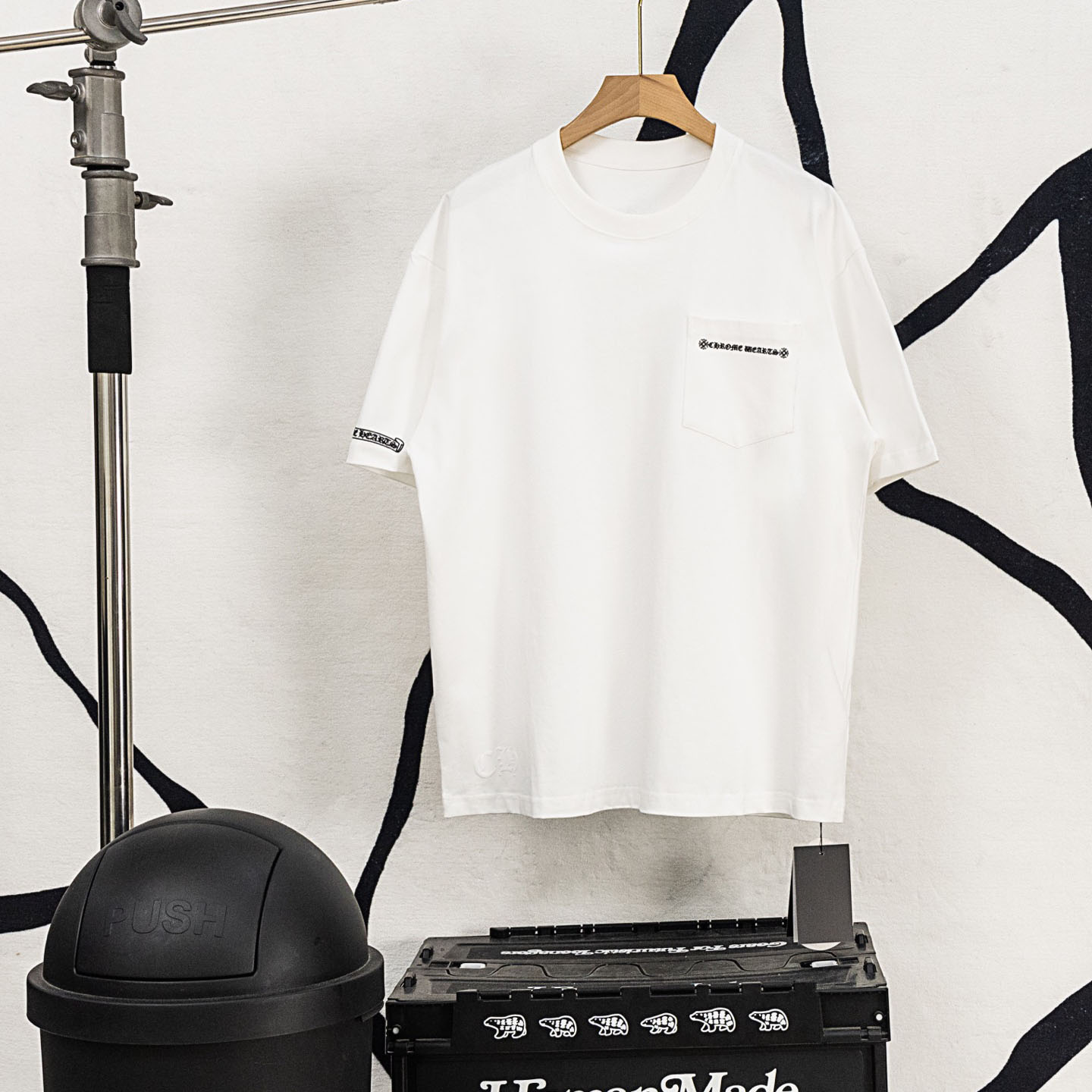 Chrome Hearts Cemetery Cross Tire Tracks T-Shirt 'White' - FashionPlug
