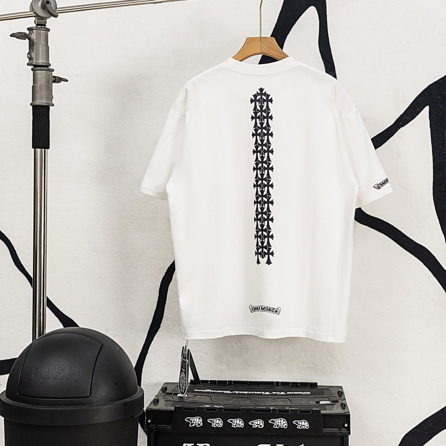 Chrome Hearts Cemetery Cross Tire Tracks T-Shirt 'White' - FashionPlug