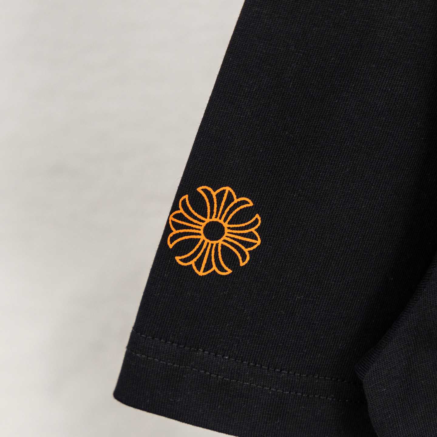 Chrome Hearts Triple Cross Hollywood Pocket Tee 'Black/Orange' - FashionPlug