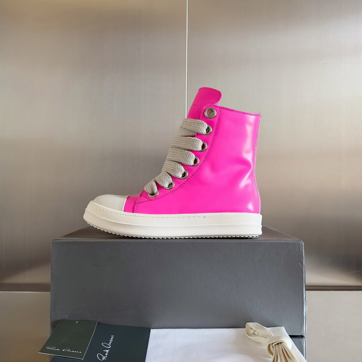 Rick Owens Pink Zip-Up Sneakers - FashionPlug