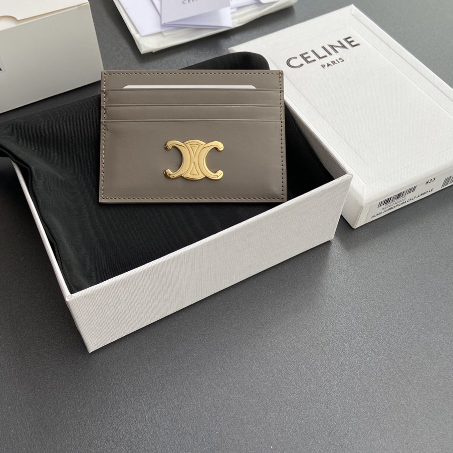 Celine Card Holder Triomphe In Shiny Calfskin  - FashionPlug
