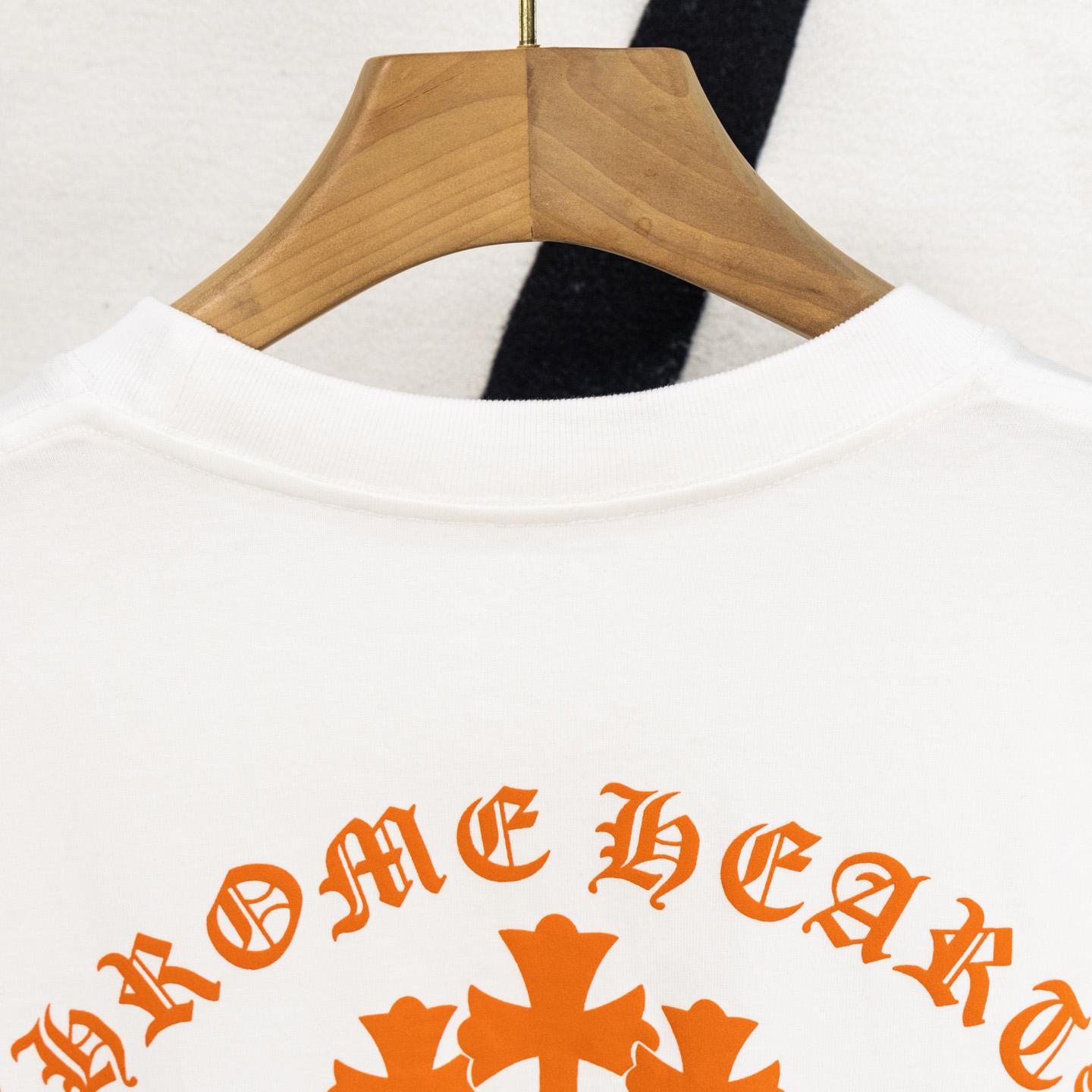 Chrome Hearts Triple Cross T-Shirt 'White/Orange' - FashionPlug