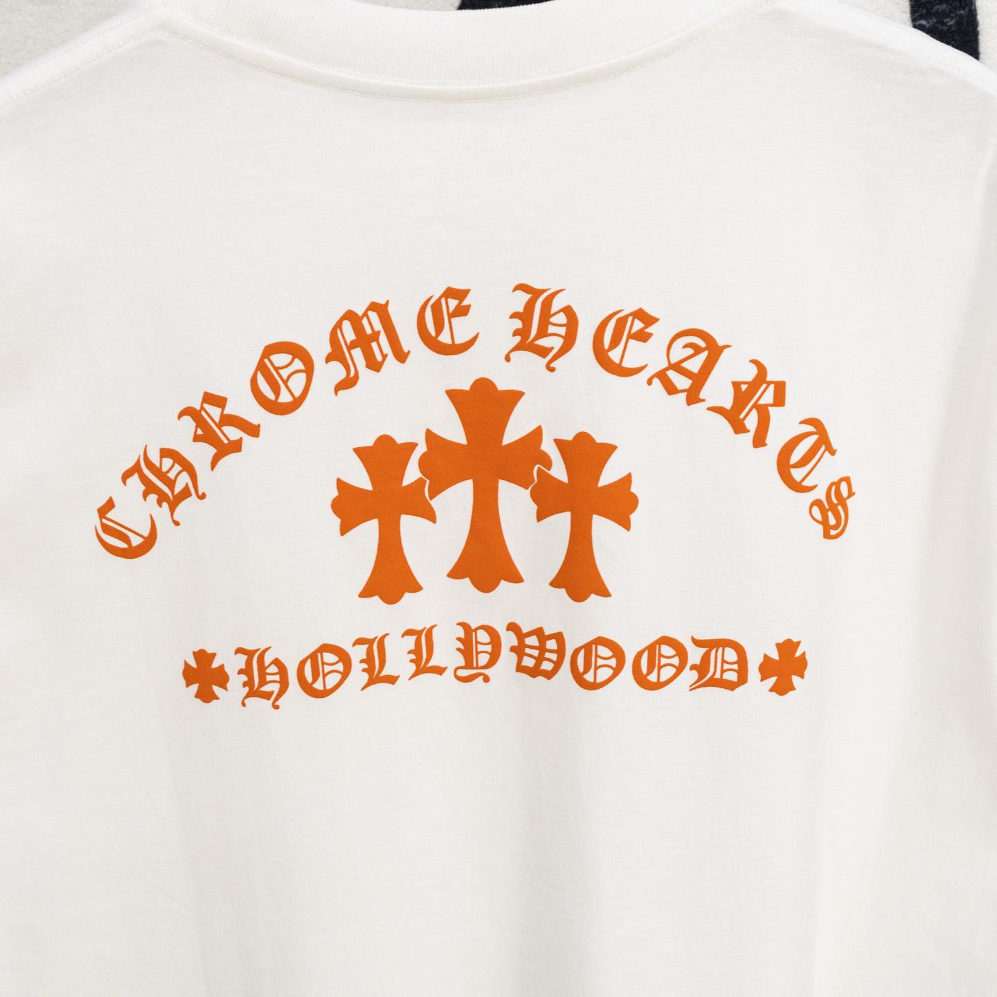 Chrome Hearts Triple Cross T-Shirt 'White/Orange' - FashionPlug