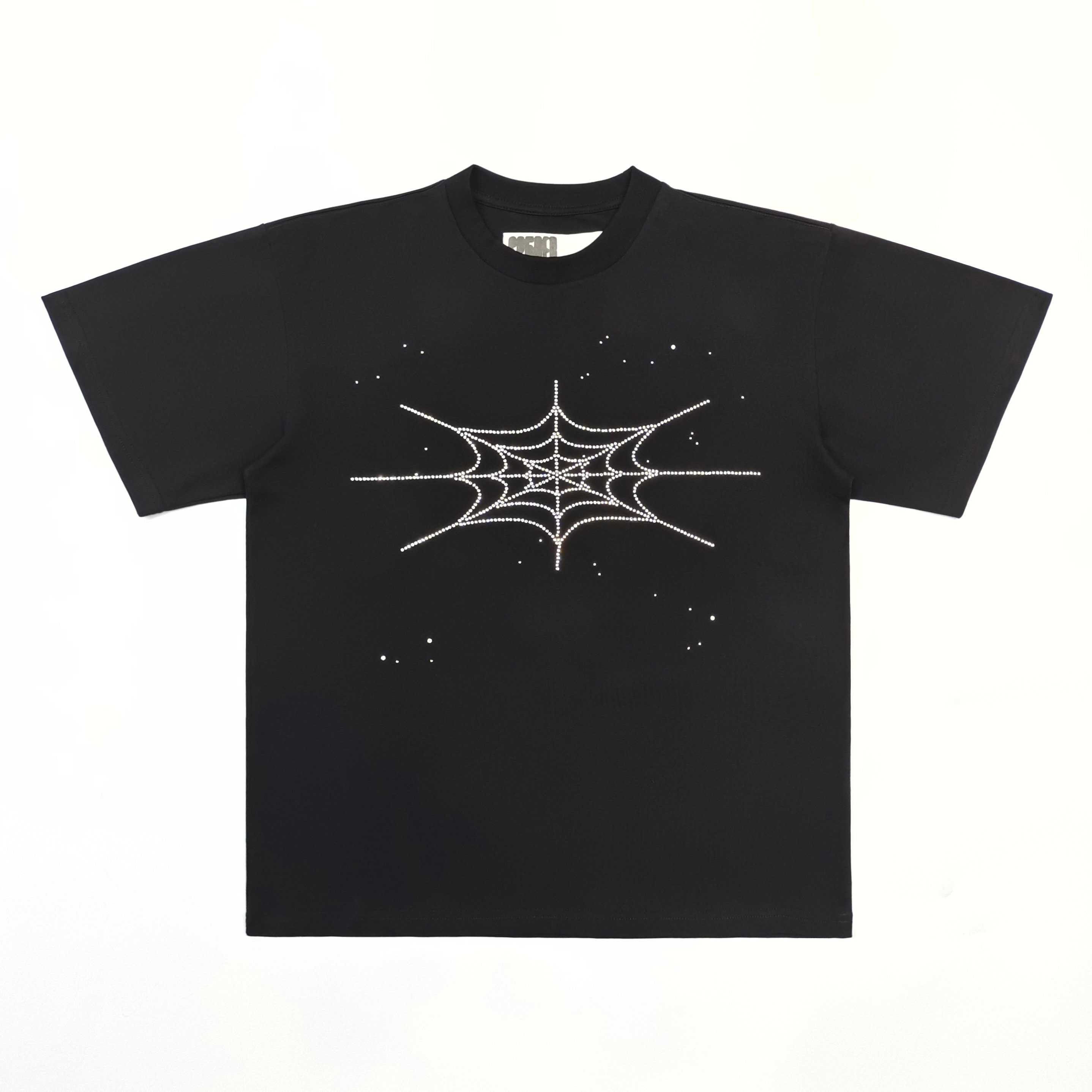 Sp5der Rhinestone Silk Tee 'Black' - FashionPlug