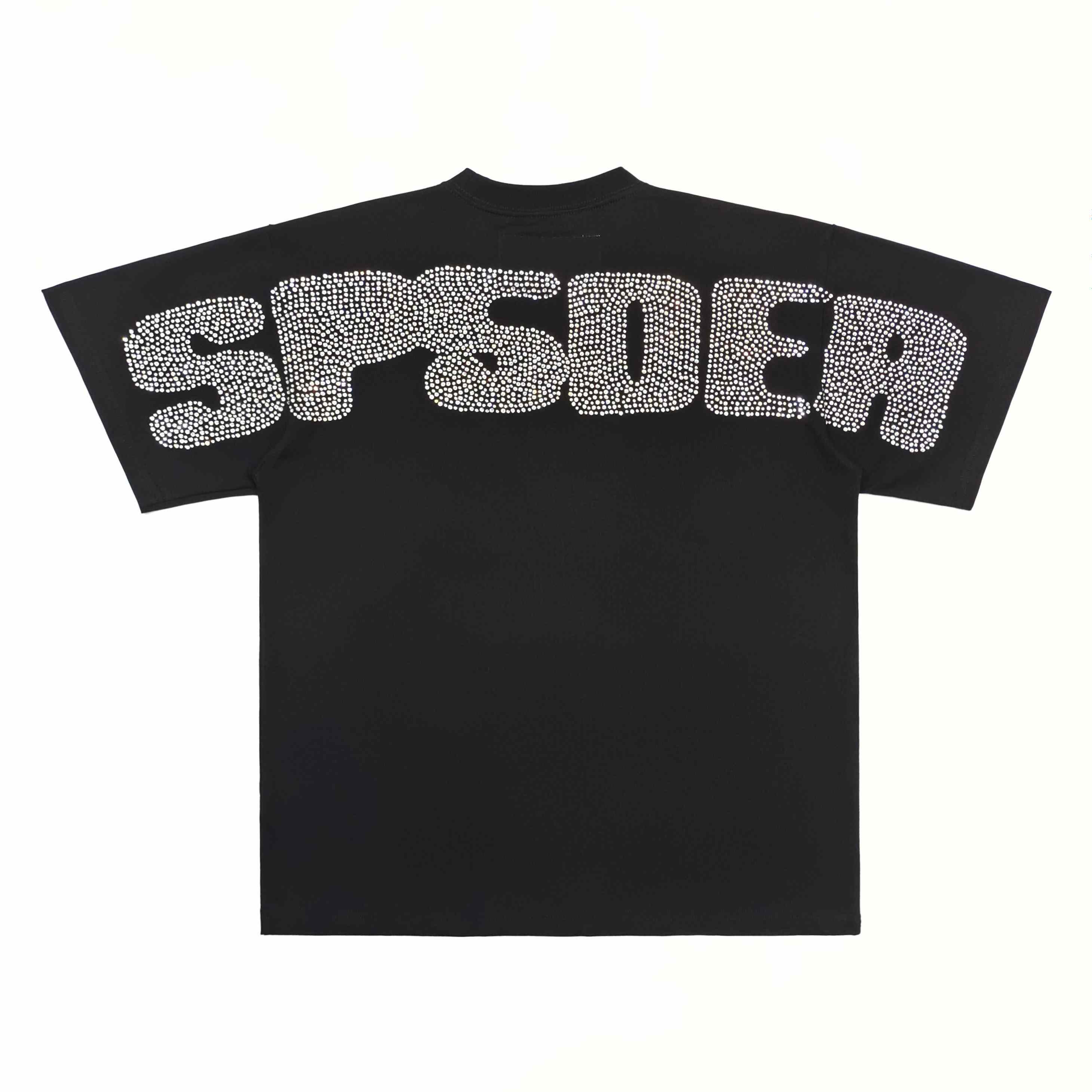 Sp5der Rhinestone Silk Tee 'Black' - FashionPlug