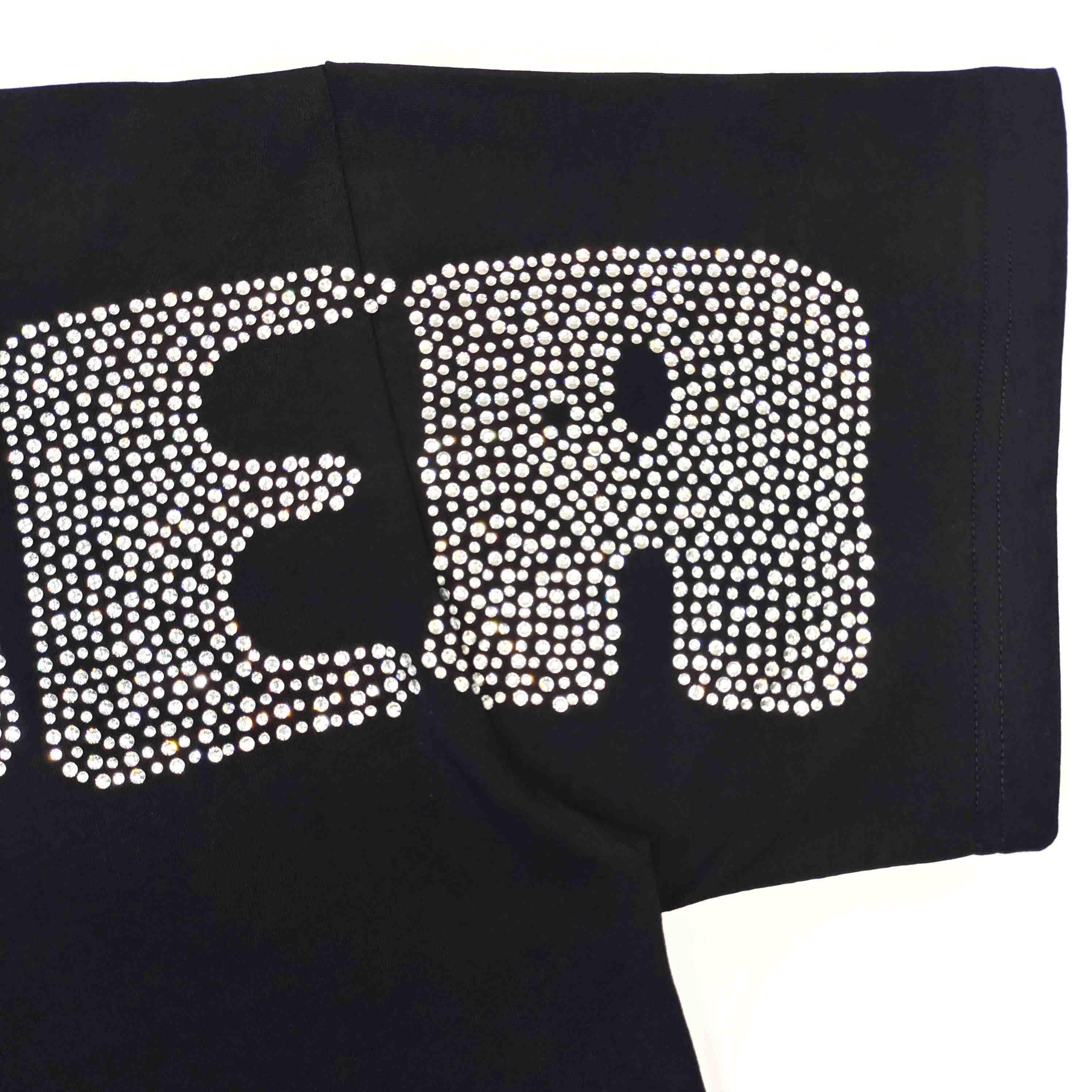 Sp5der Rhinestone Silk Tee 'Black' - FashionPlug