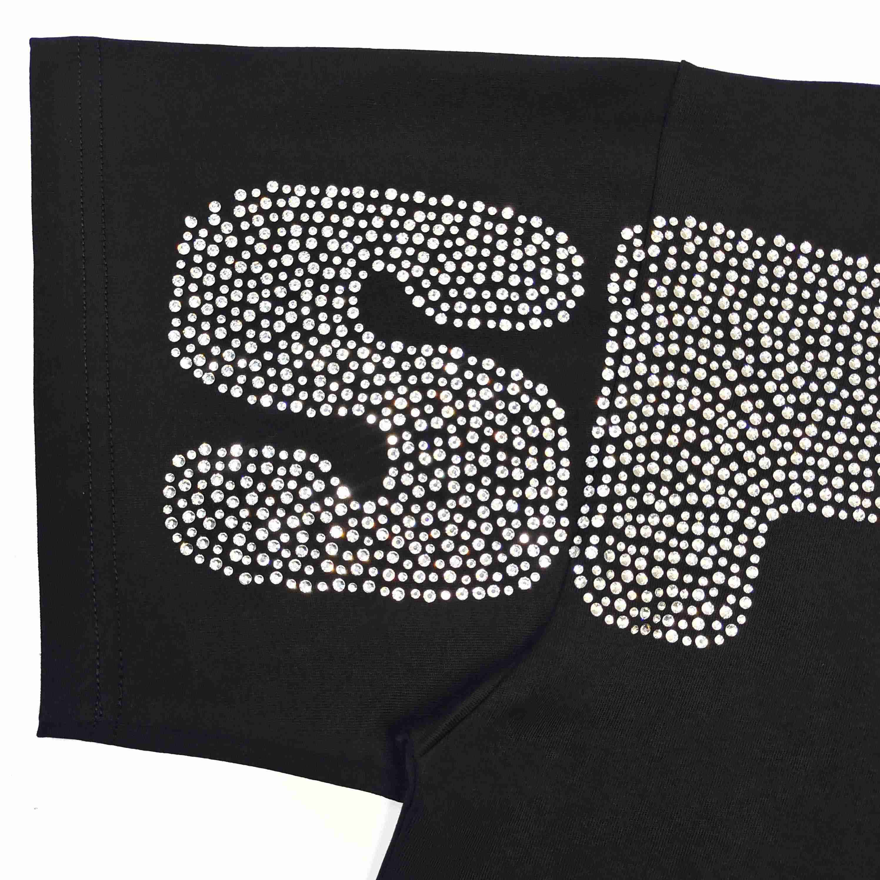 Sp5der Rhinestone Silk Tee 'Black' - FashionPlug