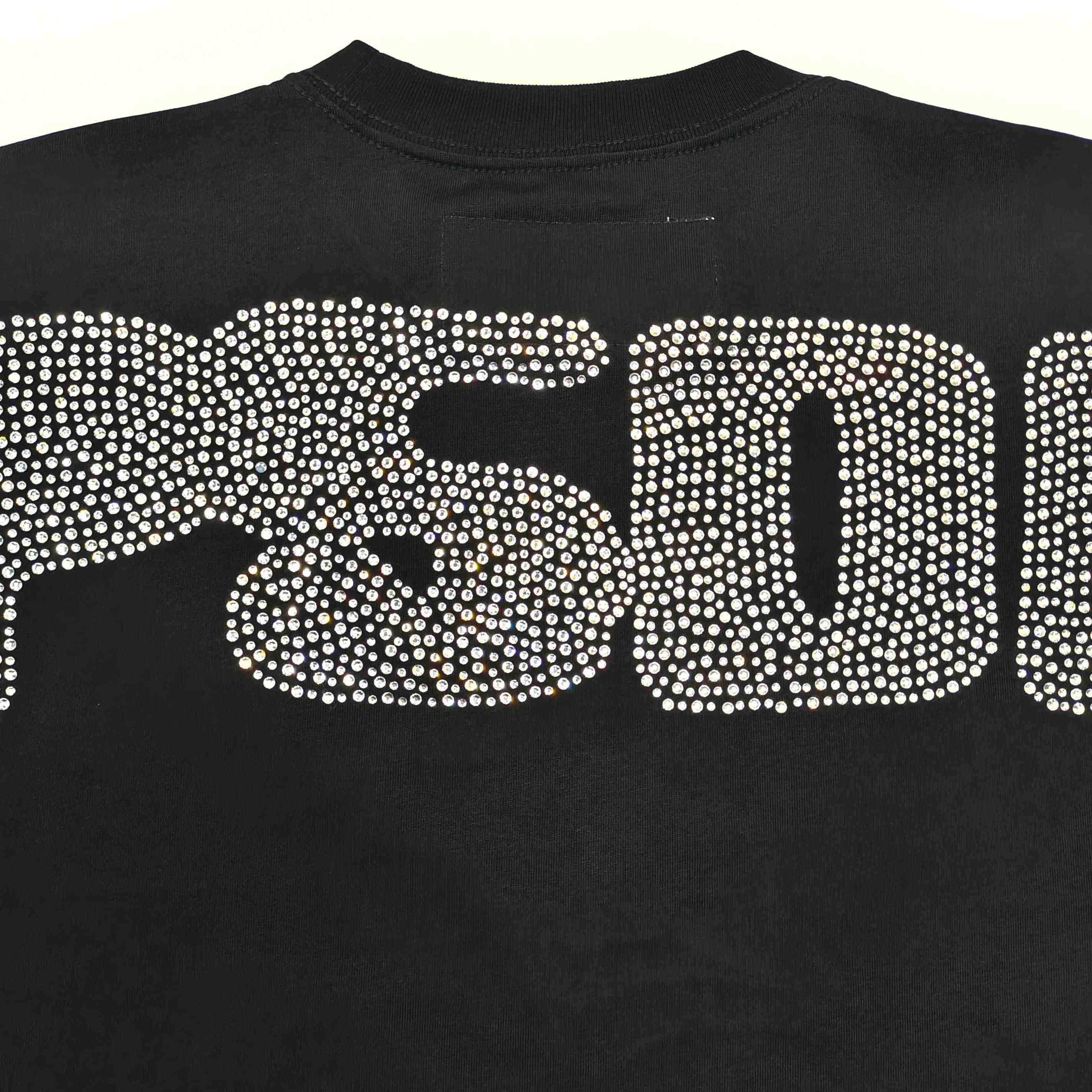 Sp5der Rhinestone Silk Tee 'Black' - FashionPlug