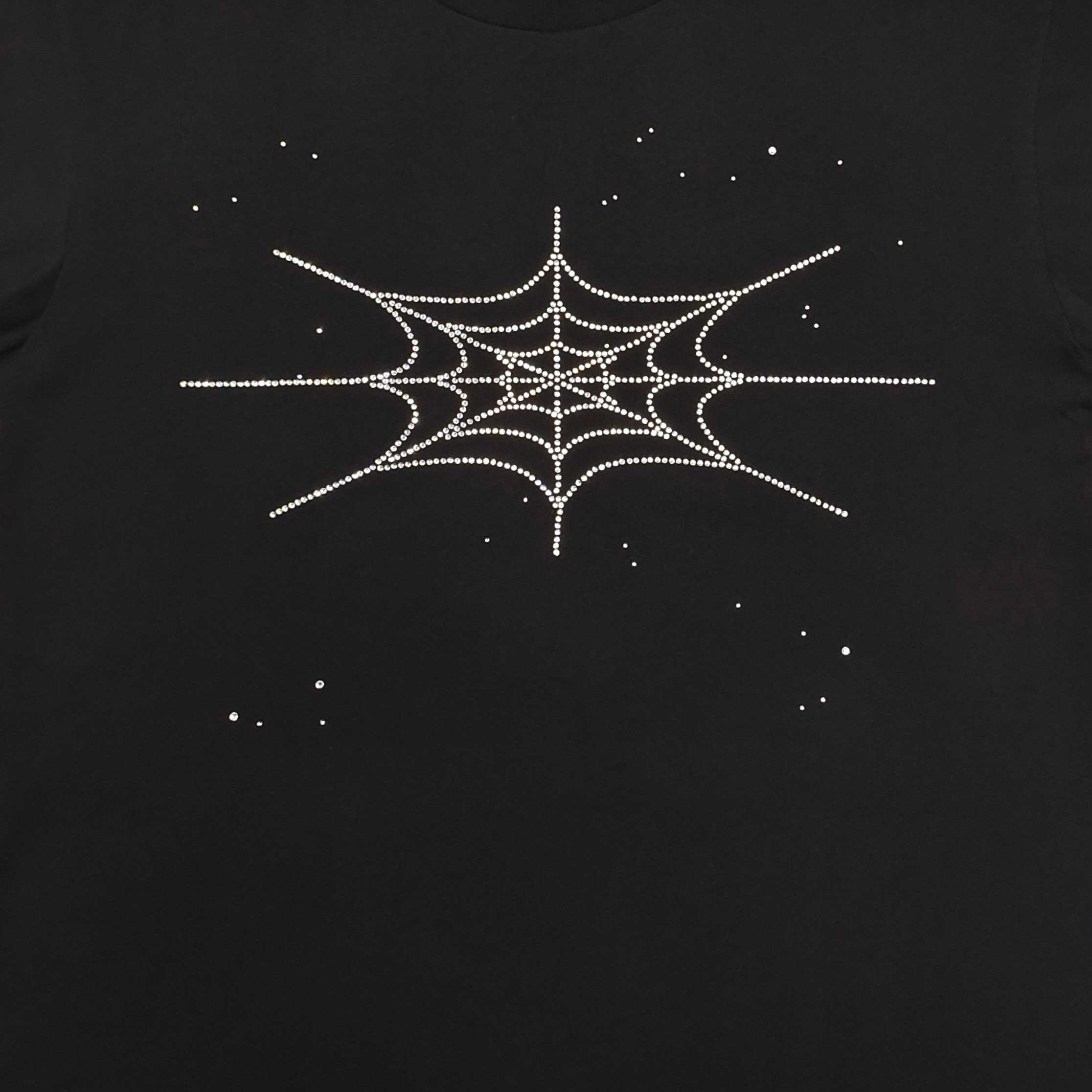 Sp5der Rhinestone Silk Tee 'Black' - FashionPlug