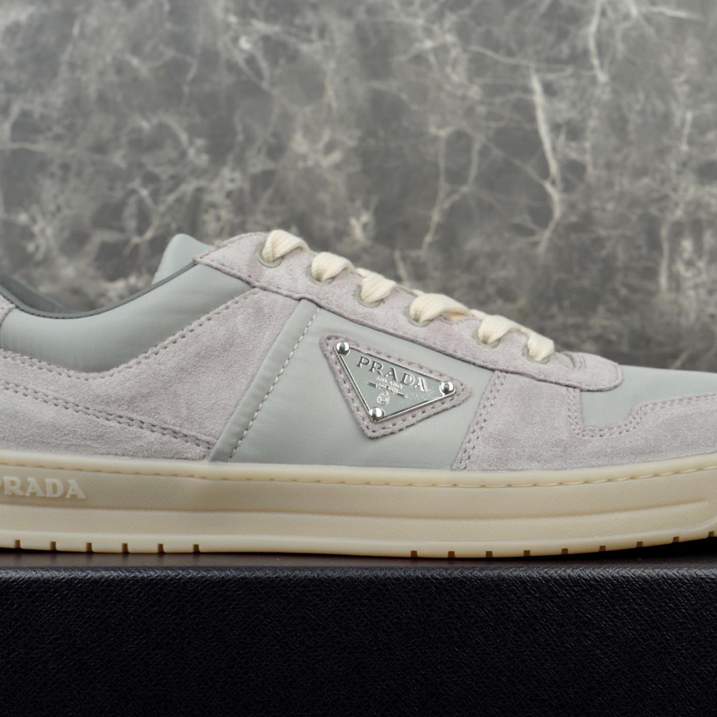 Prada Downtown Re-Nylon And Suede Sneakers - FashionPlug
