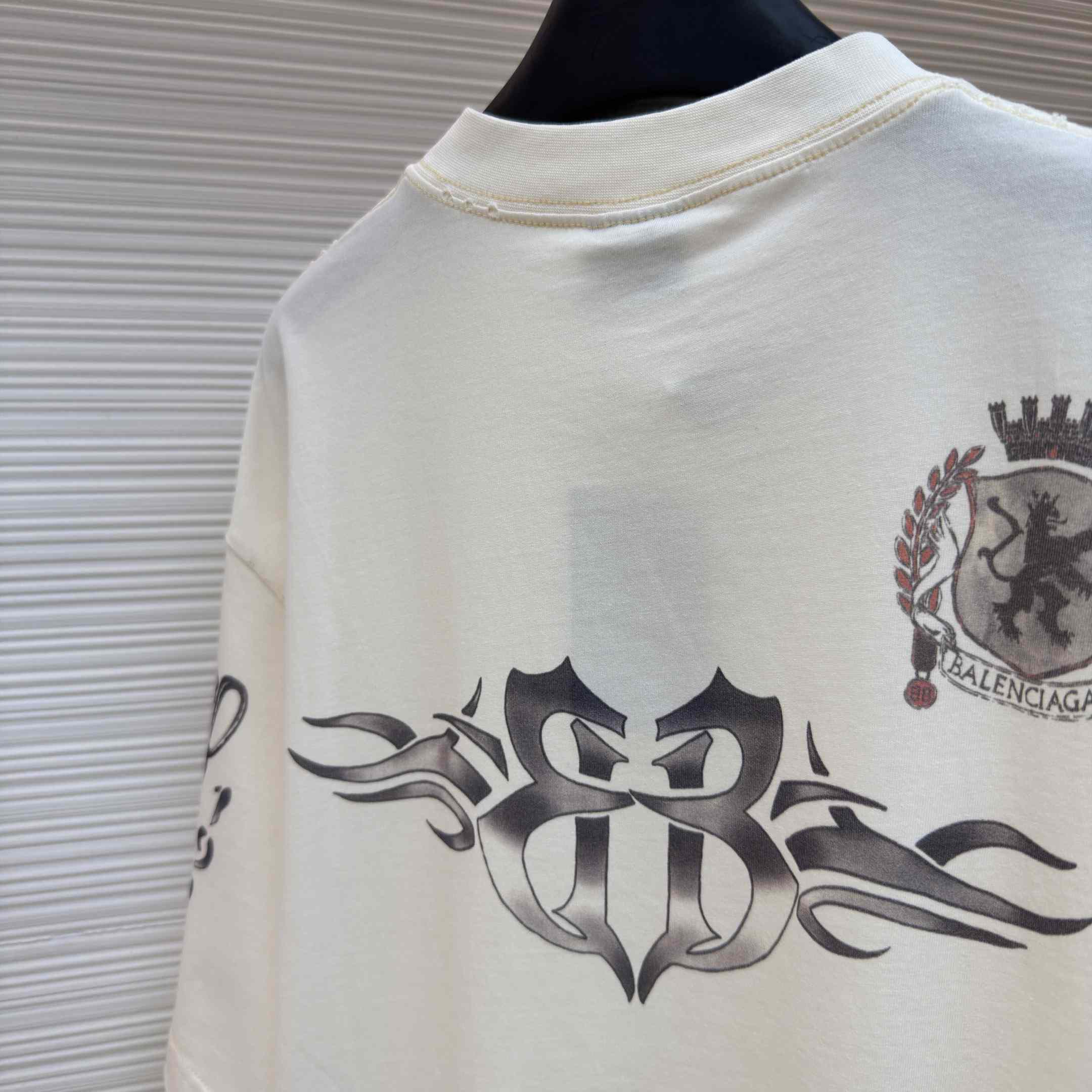 Balenciaga Tattoo Medium Fit T-shirt In Cream - FashionPlug