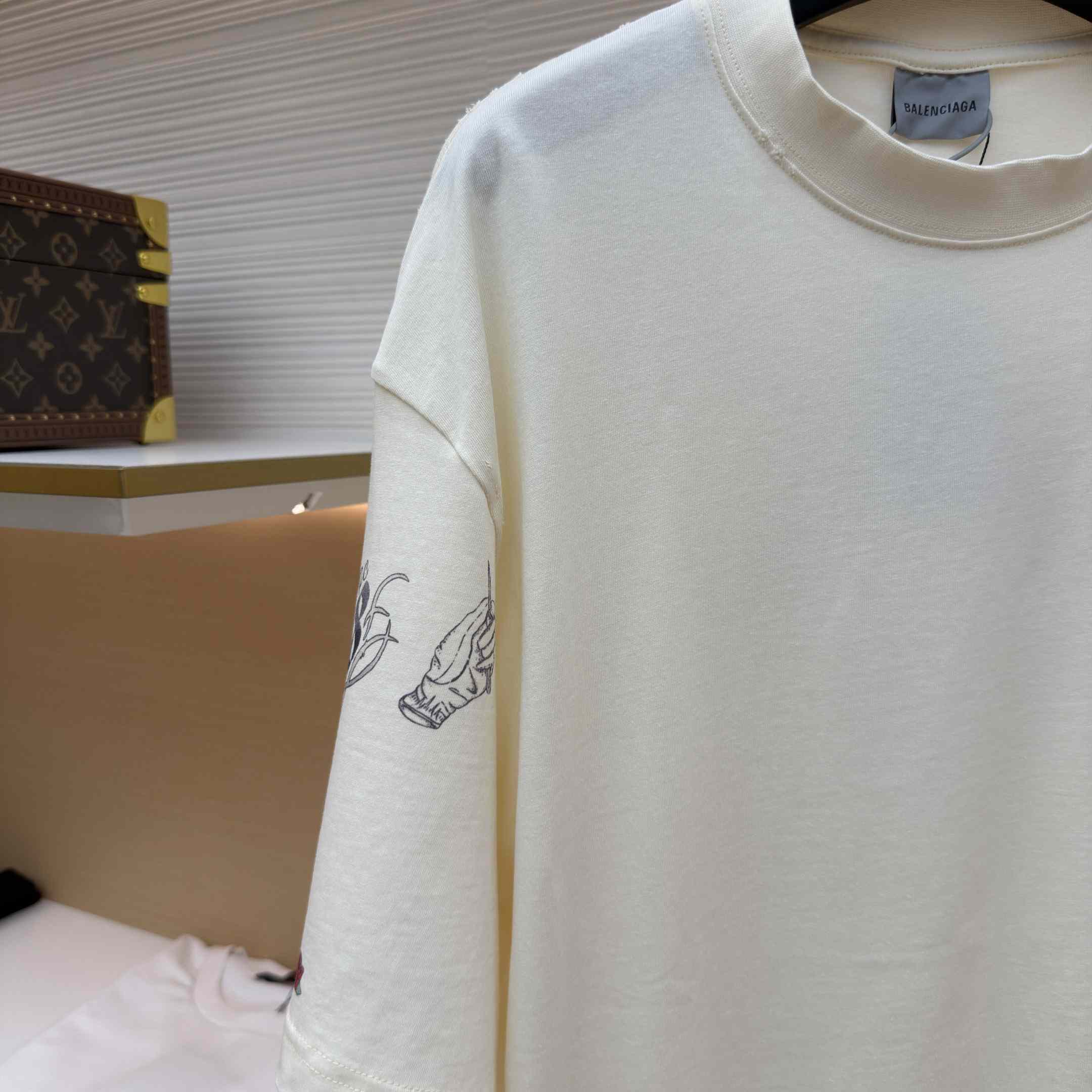 Balenciaga Tattoo Medium Fit T-shirt In Cream - FashionPlug