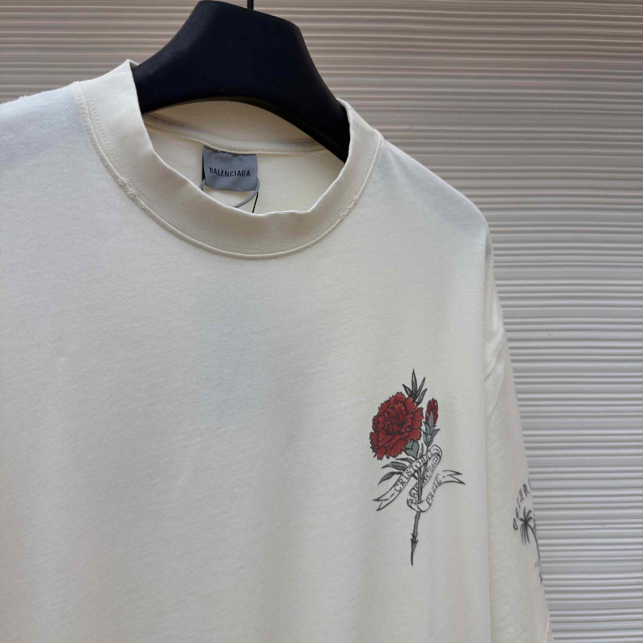 Balenciaga Tattoo Medium Fit T-shirt In Cream - FashionPlug