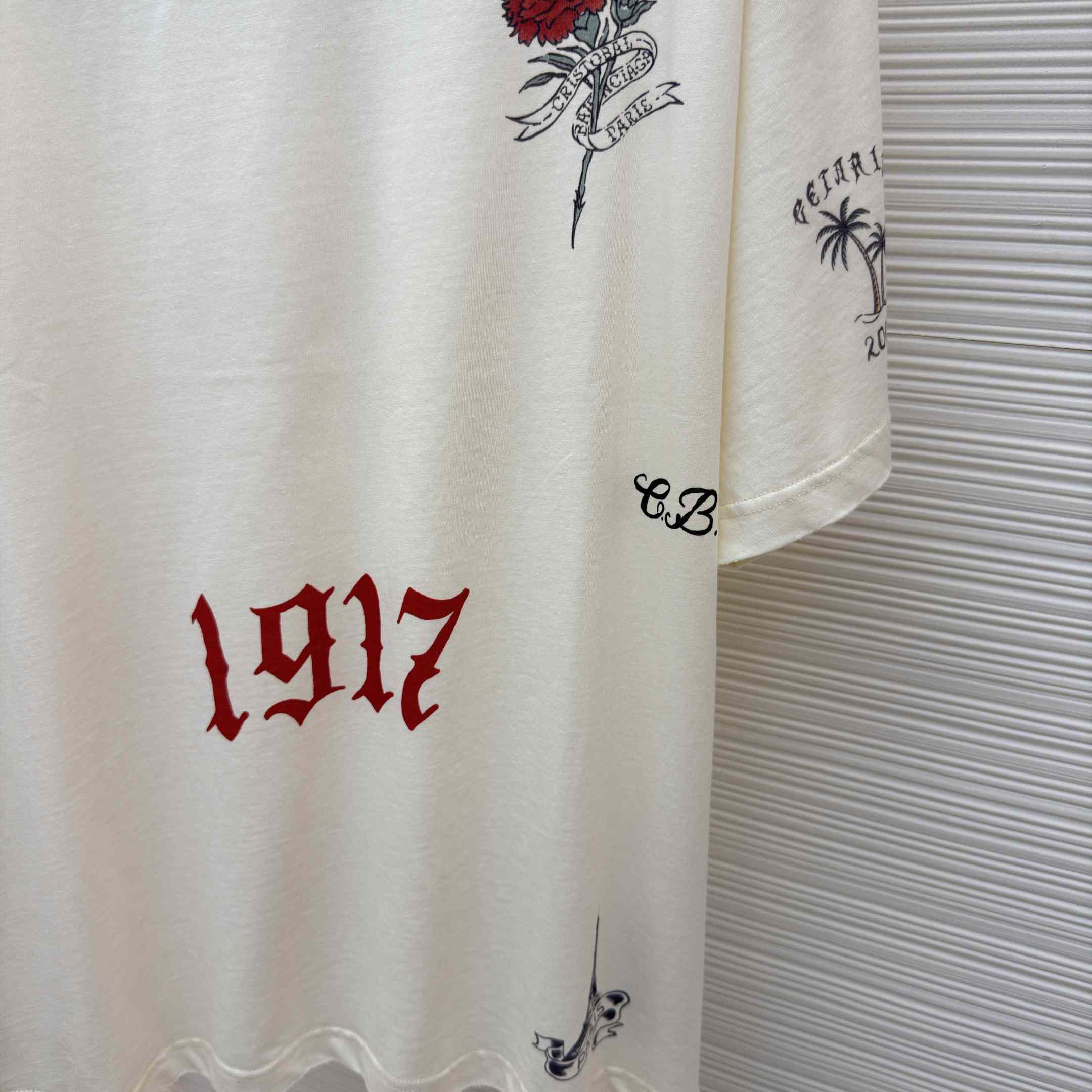 Balenciaga Tattoo Medium Fit T-shirt In Cream - FashionPlug
