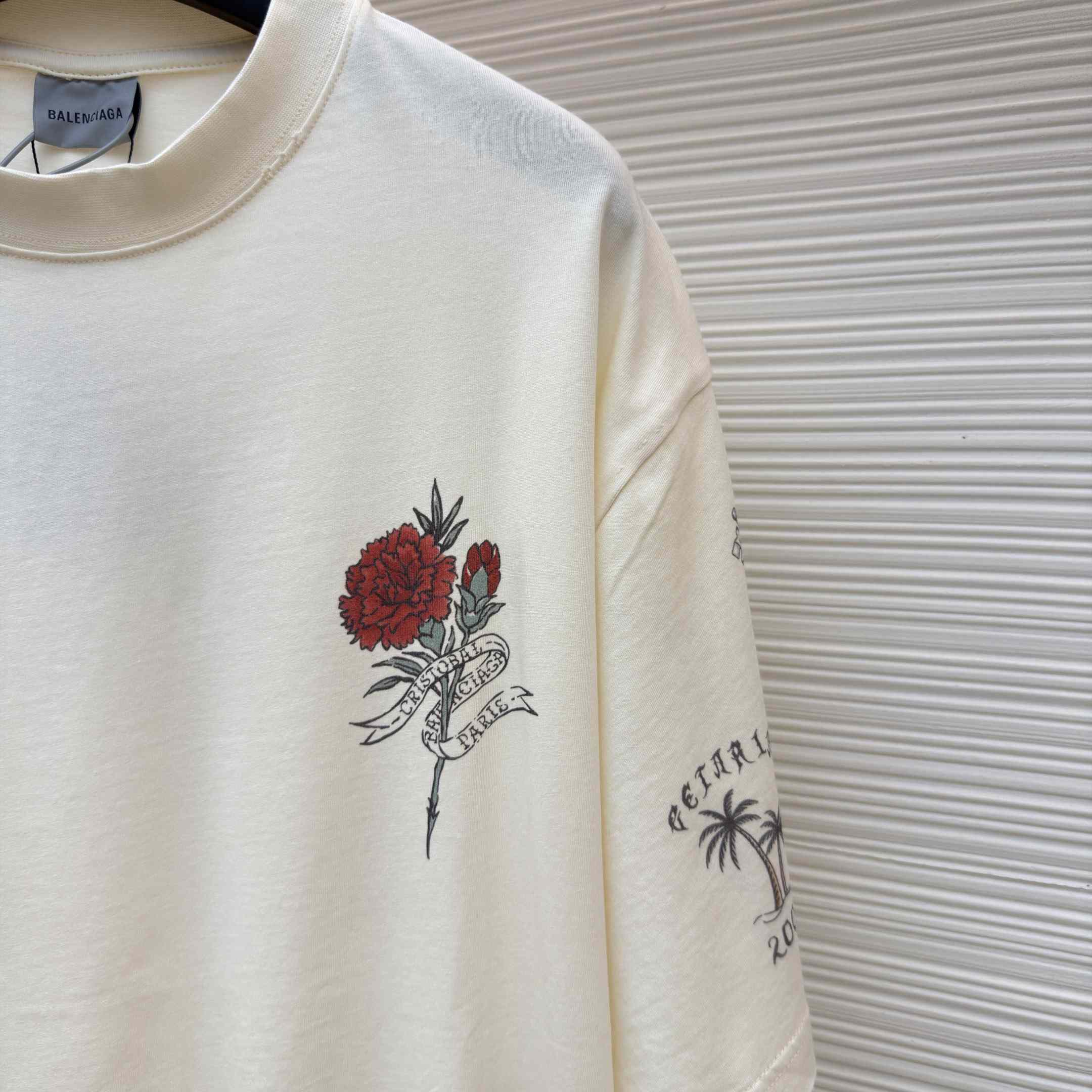 Balenciaga Tattoo Medium Fit T-shirt In Cream - FashionPlug