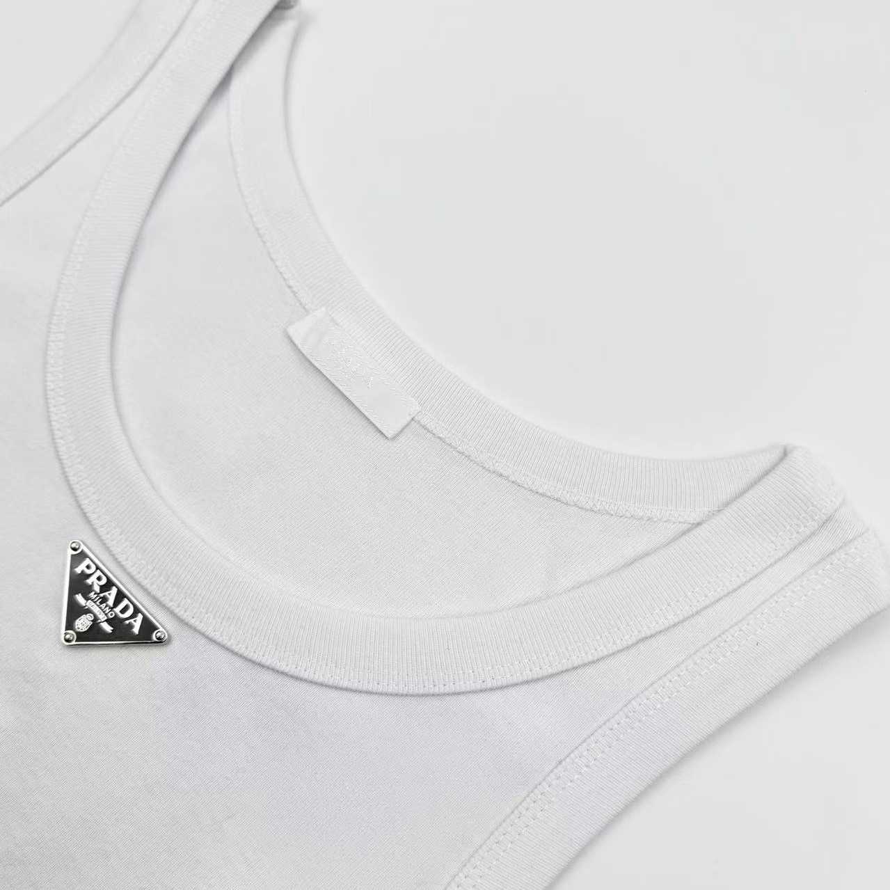 Prada Men's Black Logo Plaque Tank Top - FashionPlug