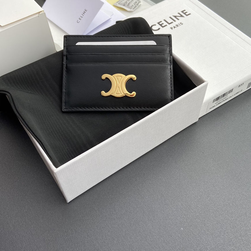 Celine Card Holder Triomphe In Shiny Calfskin  - FashionPlug