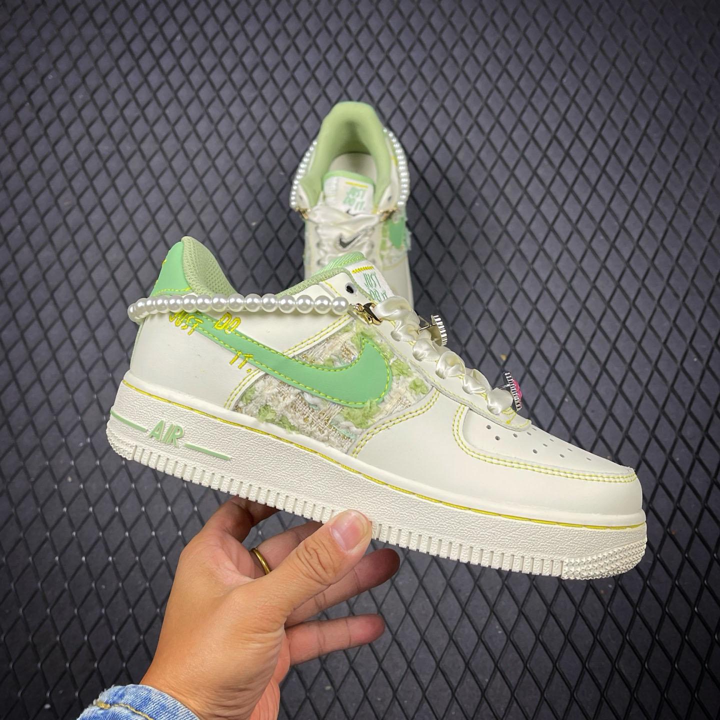 NIKE Air Force 1'07 Low Jade Pearl Canvas  FJ7740-111 - FashionPlug