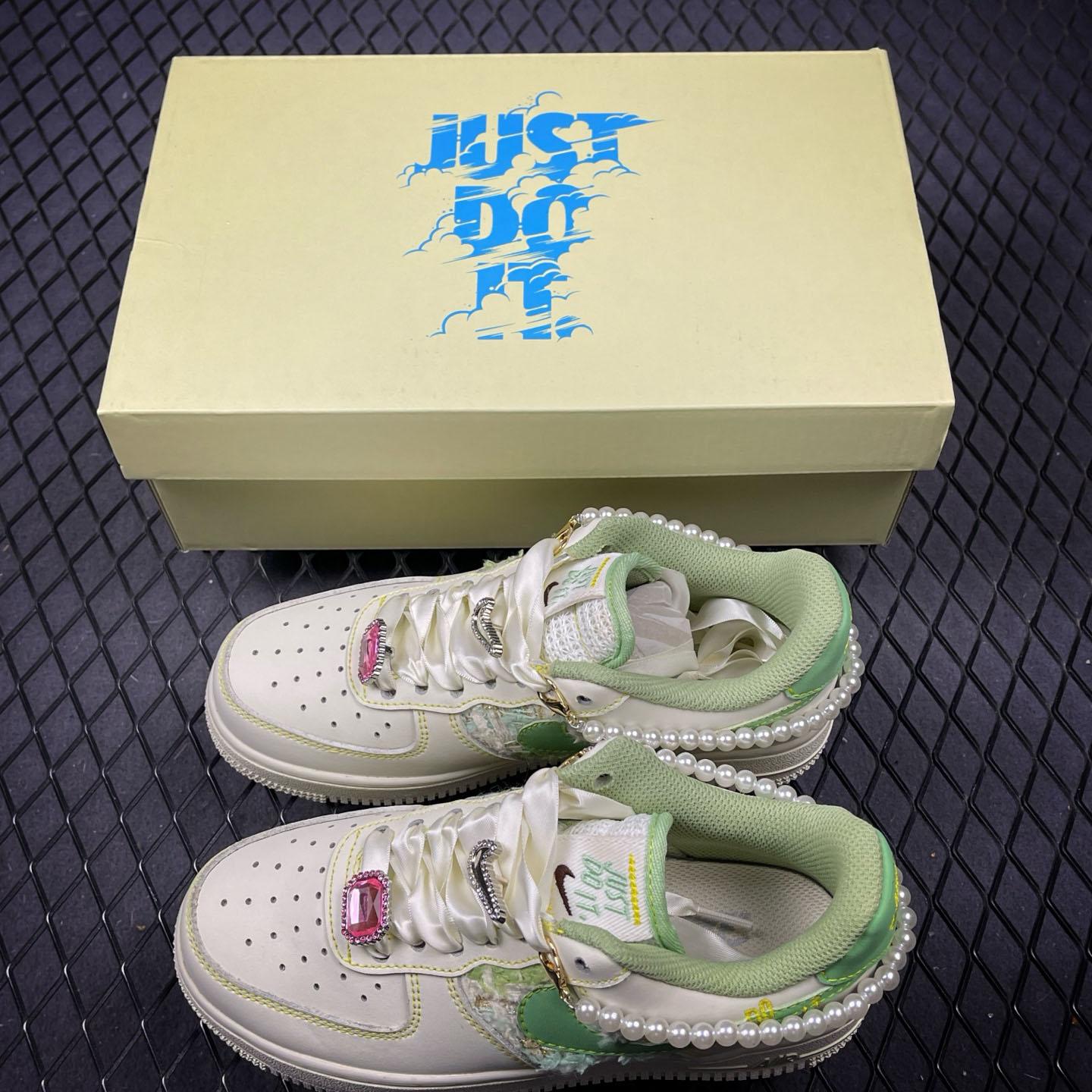 NIKE Air Force 1'07 Low Jade Pearl Canvas  FJ7740-111 - FashionPlug