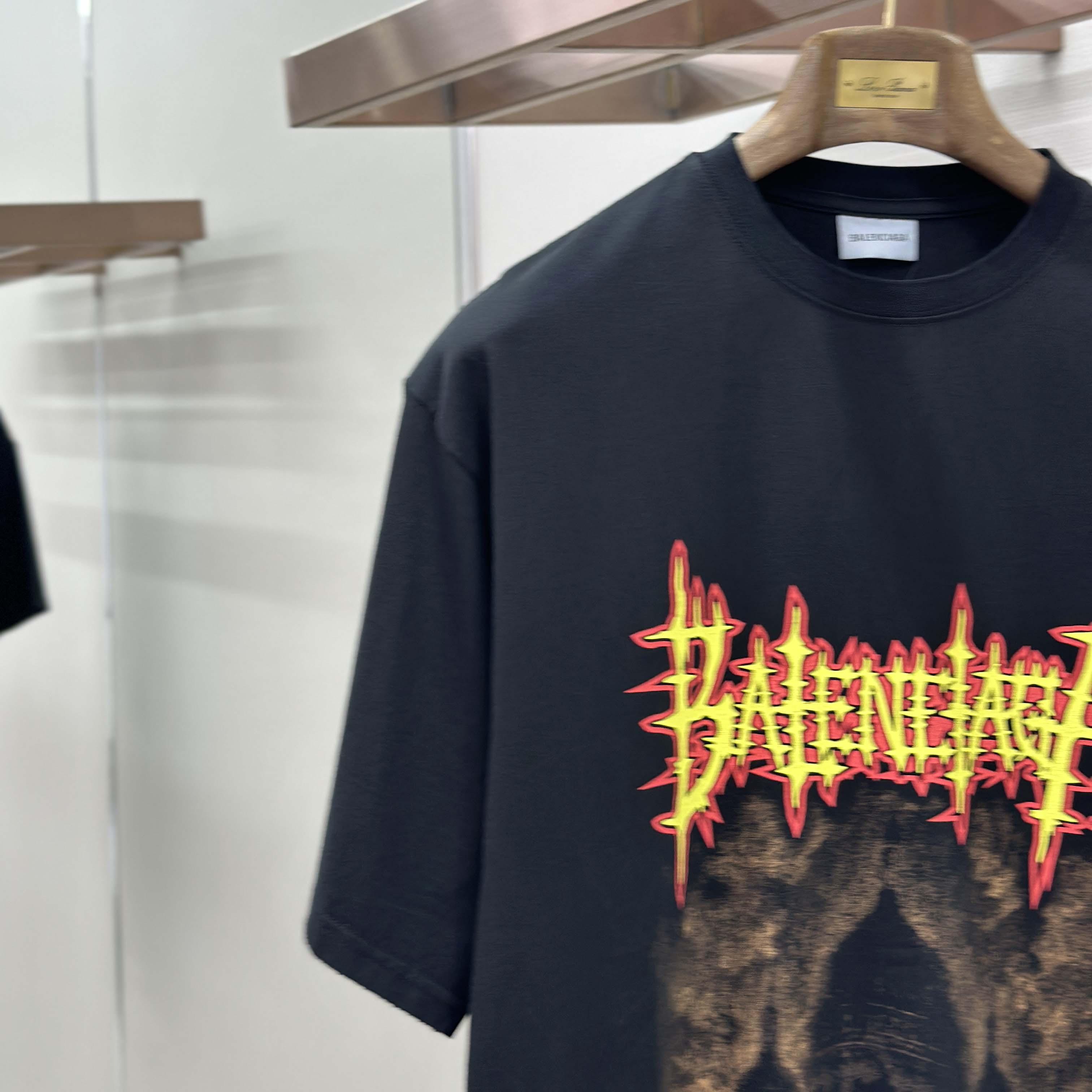 Balenciaga Paris Thunderstorm Oversized T-Shirt  - FashionPlug