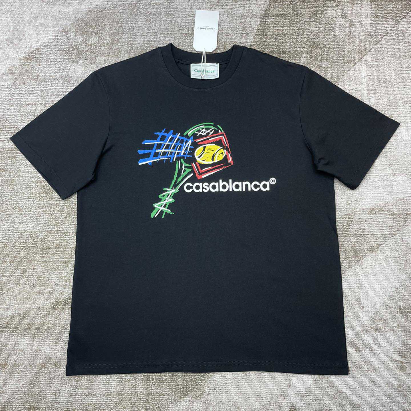 Casablanca Screen Printed T-Shirt 'Croquis De Tennis' C899 - FashionPlug