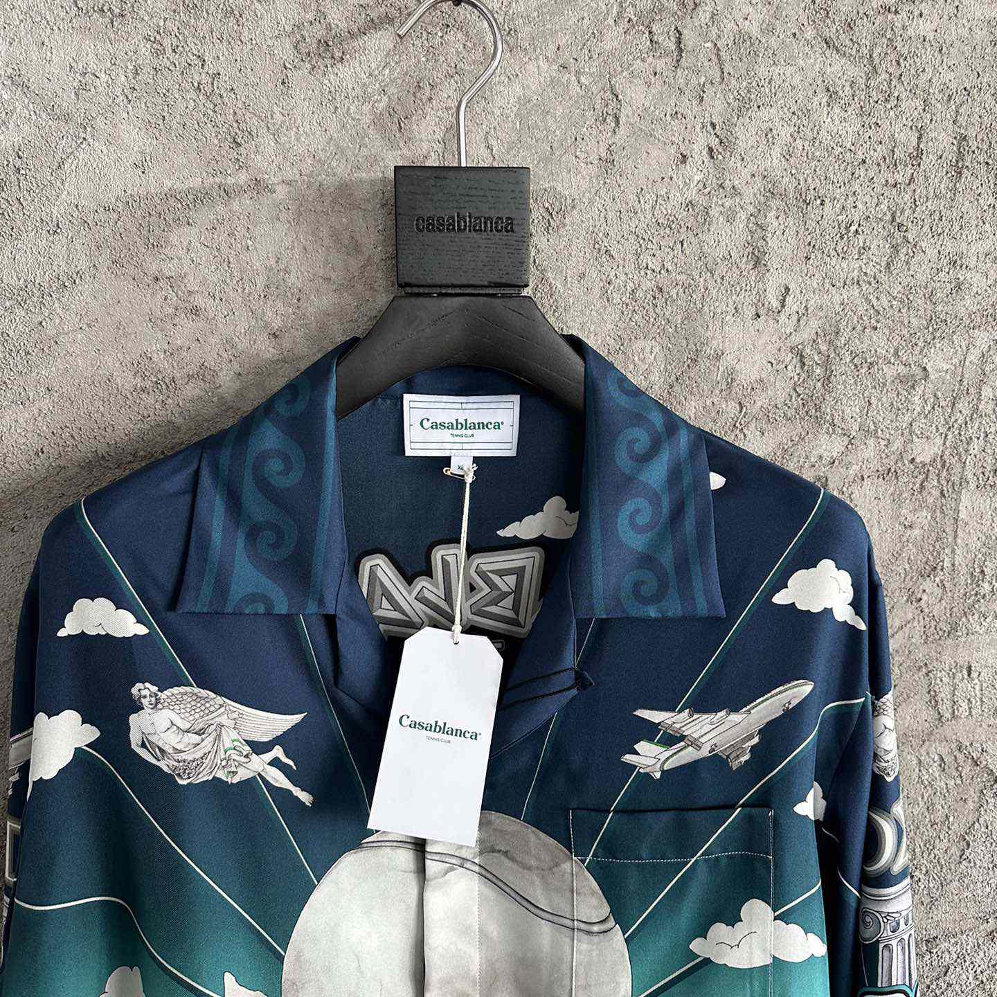 Casablanca Le Temple Du Sport Long Sleeve Silk Shirt - FashionPlug