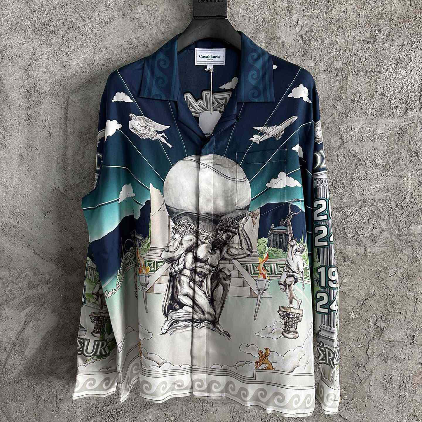 Casablanca Le Temple Du Sport Long Sleeve Silk Shirt - FashionPlug