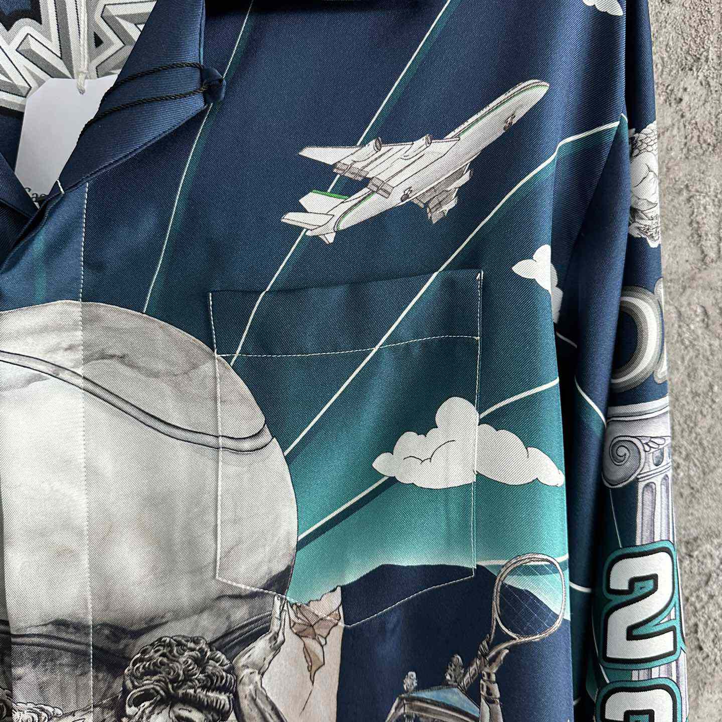 Casablanca Le Temple Du Sport Long Sleeve Silk Shirt - FashionPlug