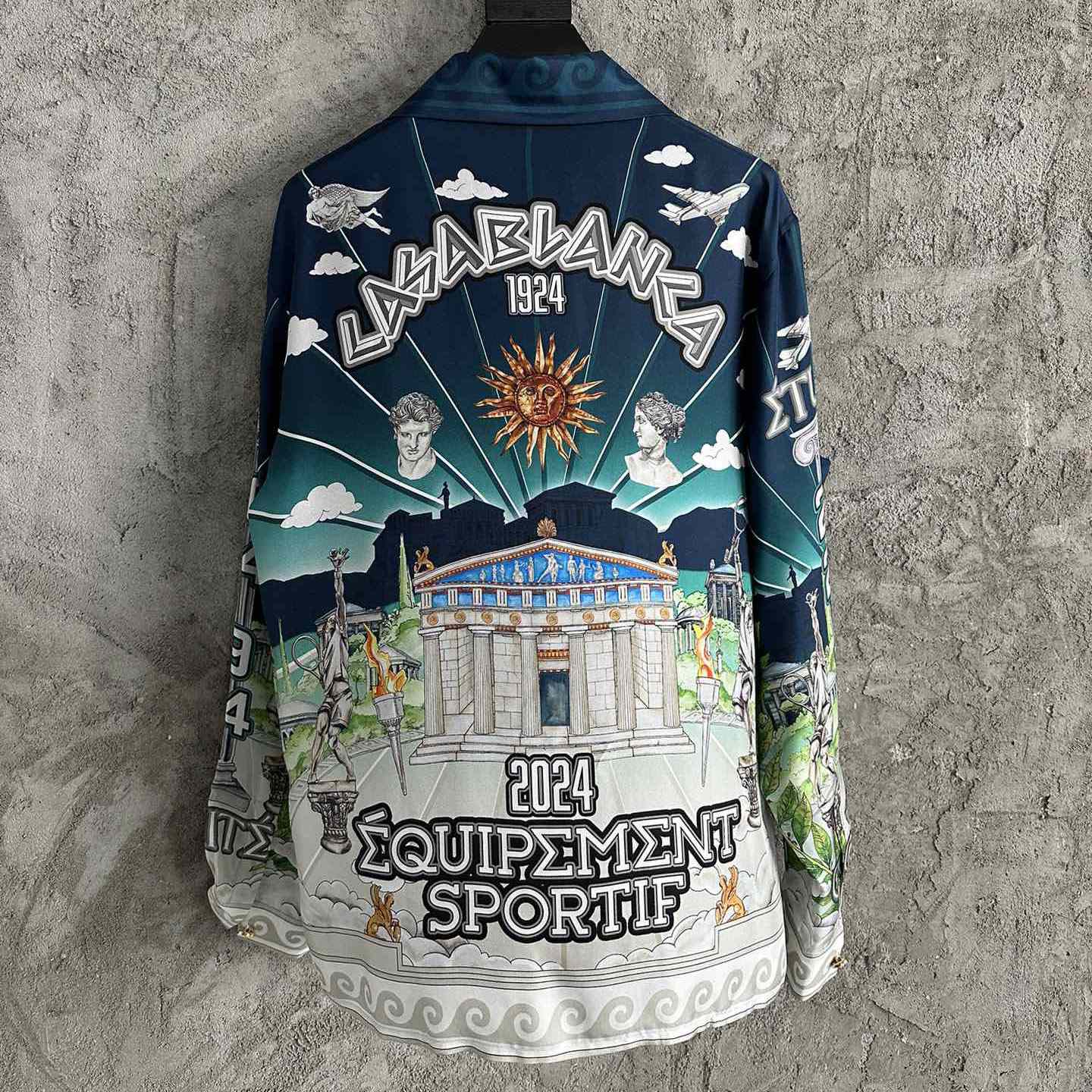Casablanca Le Temple Du Sport Long Sleeve Silk Shirt - FashionPlug