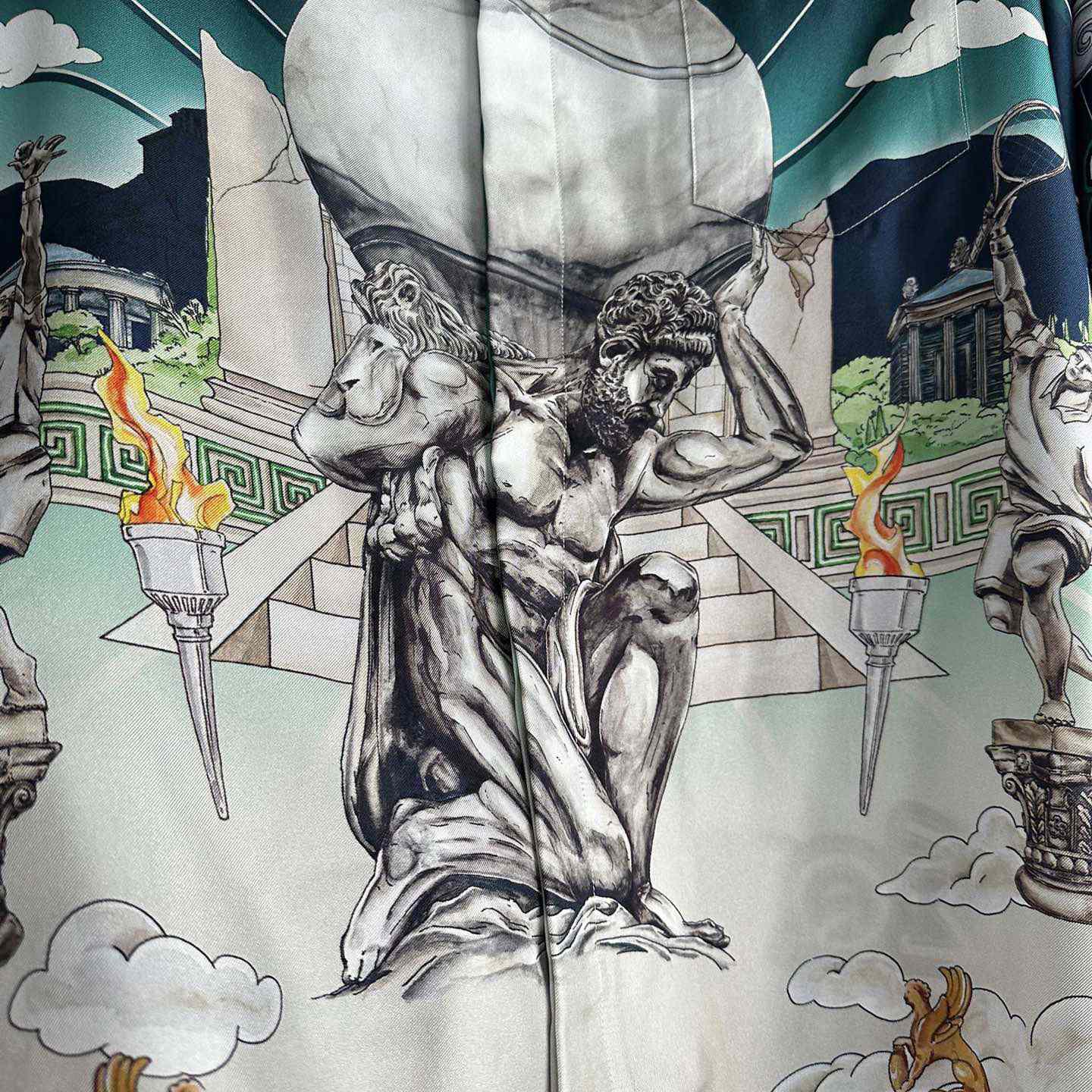Casablanca Le Temple Du Sport Long Sleeve Silk Shirt - FashionPlug